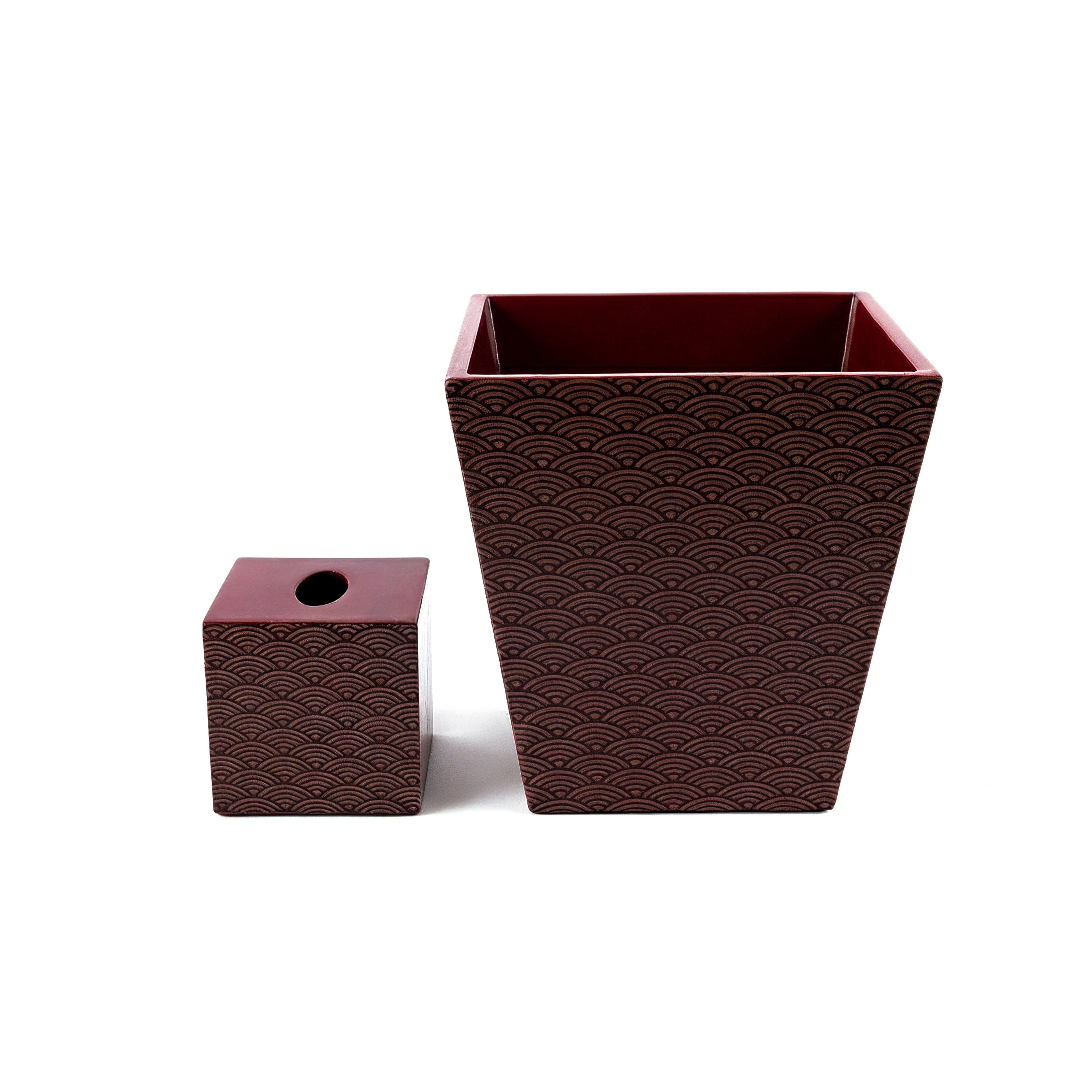 Pacific Connections. A Set of Wastebasket & Tissue Box in Wave Design