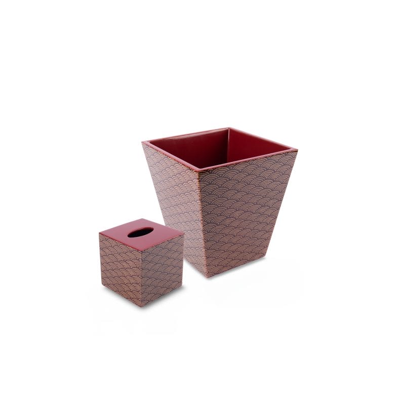 Pacific Connections. A Set of Wastebasket & Tissue Box in Wave Design