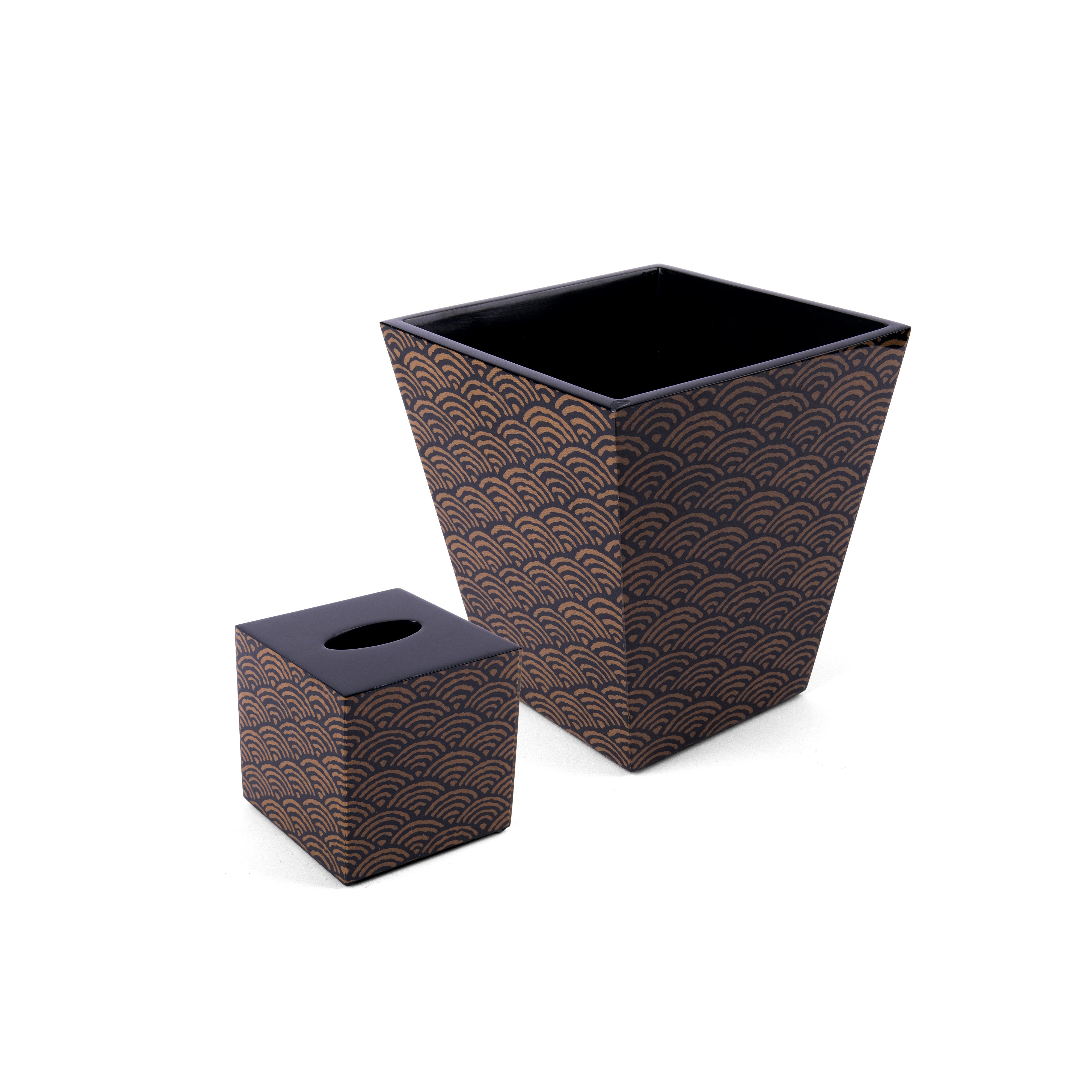 Pacific Connections. A Set of Wastebasket & Tissue Box in Wave Design