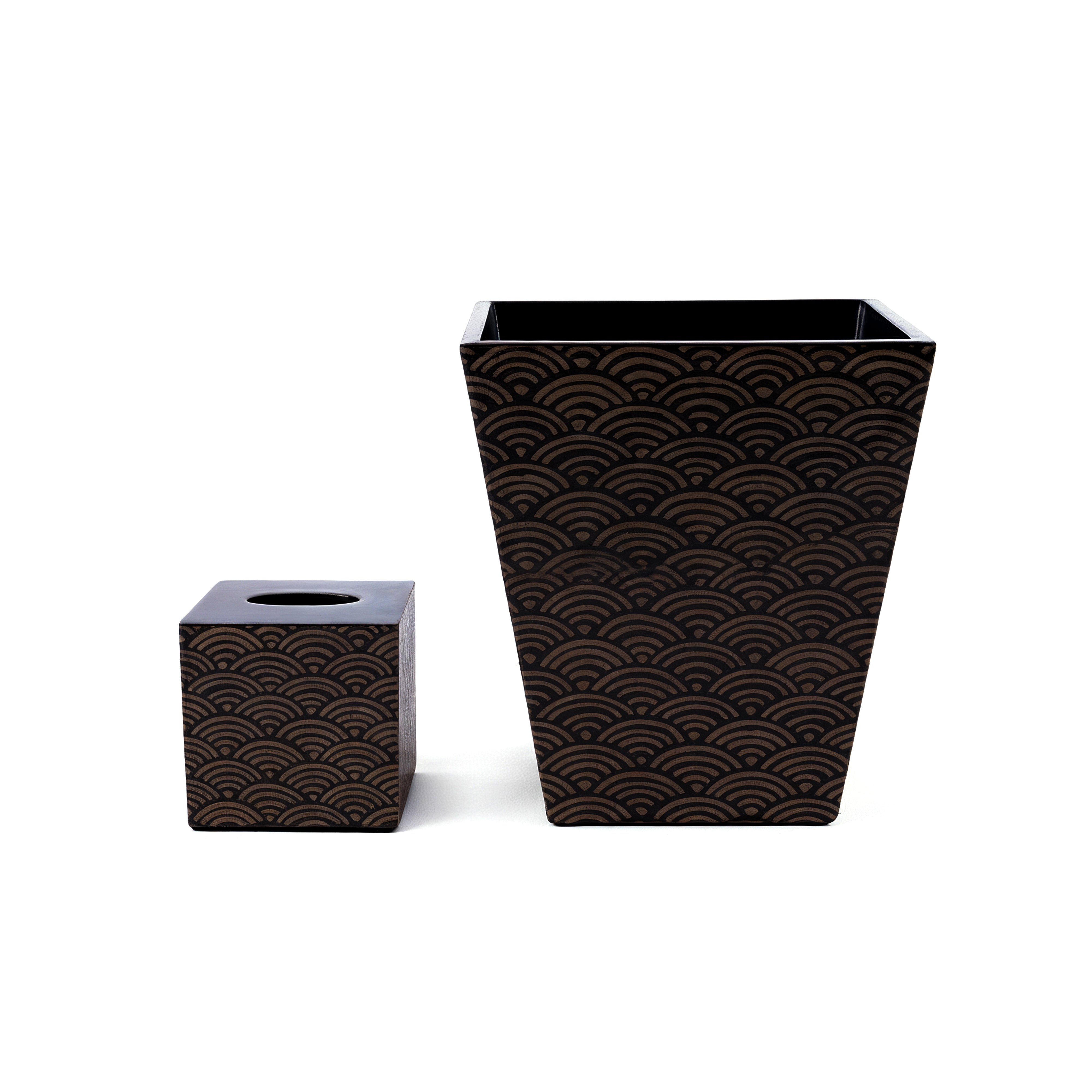 Pacific Connections. A Set of Wastebasket & Tissue Box in Wave Design