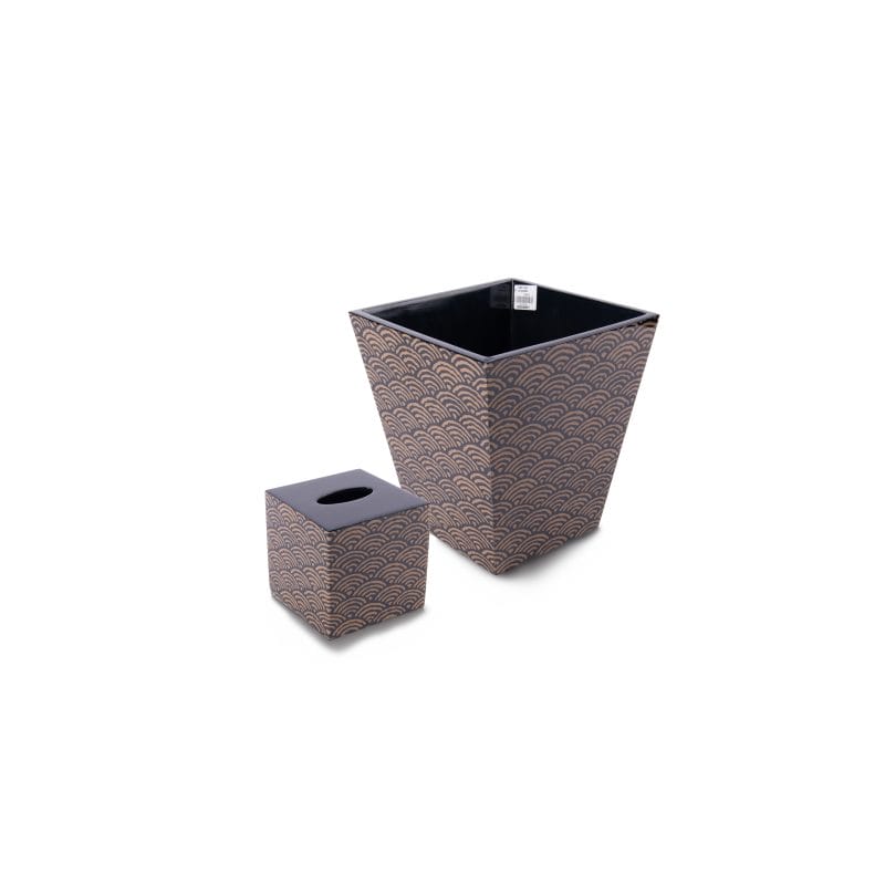 Pacific Connections. A Set of Wastebasket & Tissue Box in Wave Design