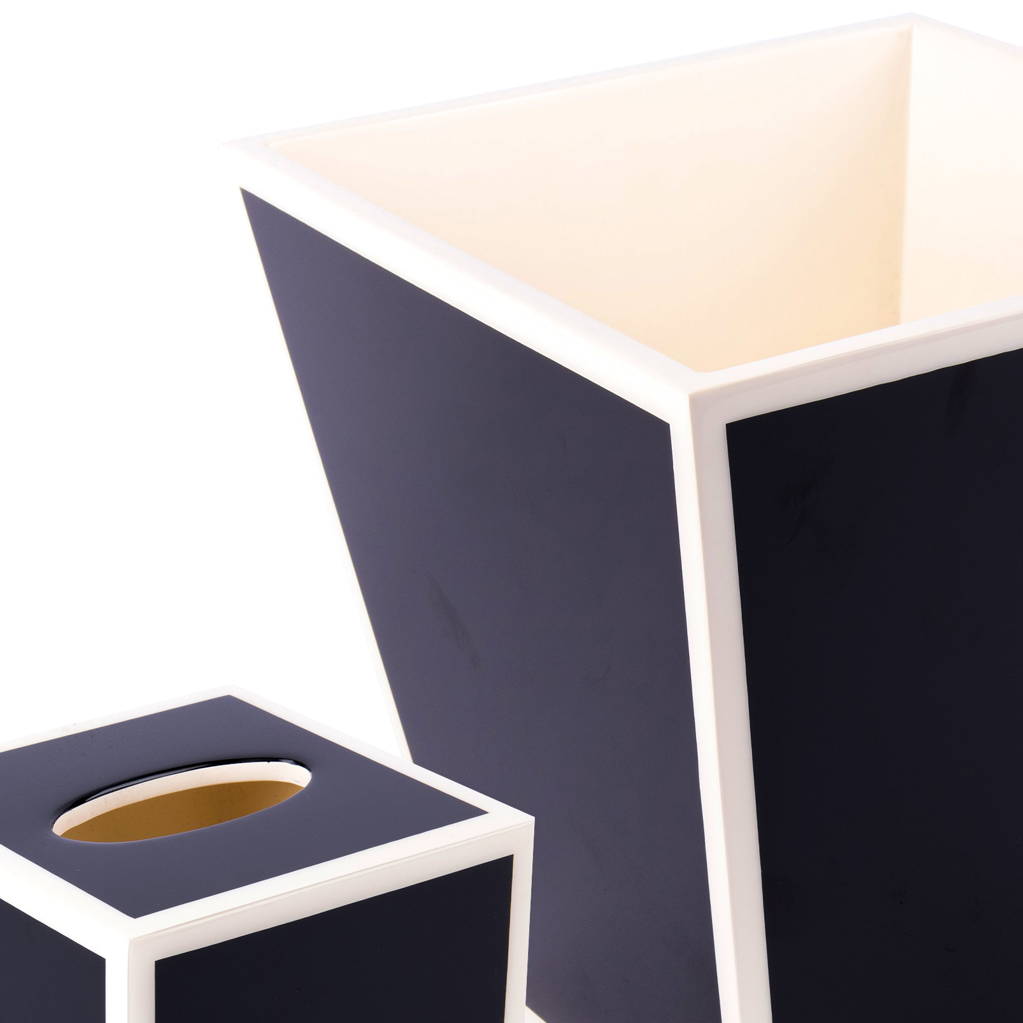 Pacific Connections. A Set of Wastebasket & Tissue Box in Black & White