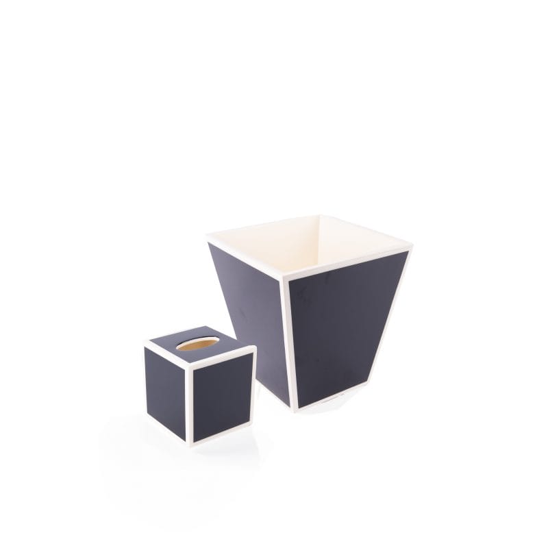 Pacific Connections. A Set of Wastebasket & Tissue Box in Black & White