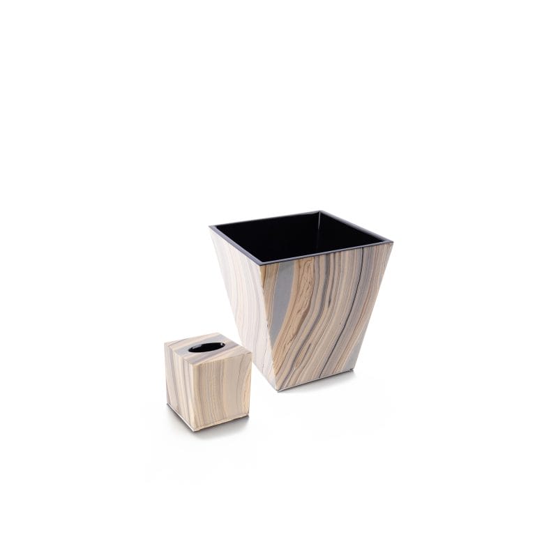 Pacific Connections. A Set of Tuscan Lacquer Wastebasket & Tissue Box