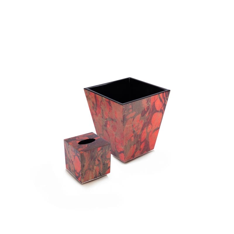 Pacific Connections. A Set of Wastebasket & Tissue Box in Textured Pattern