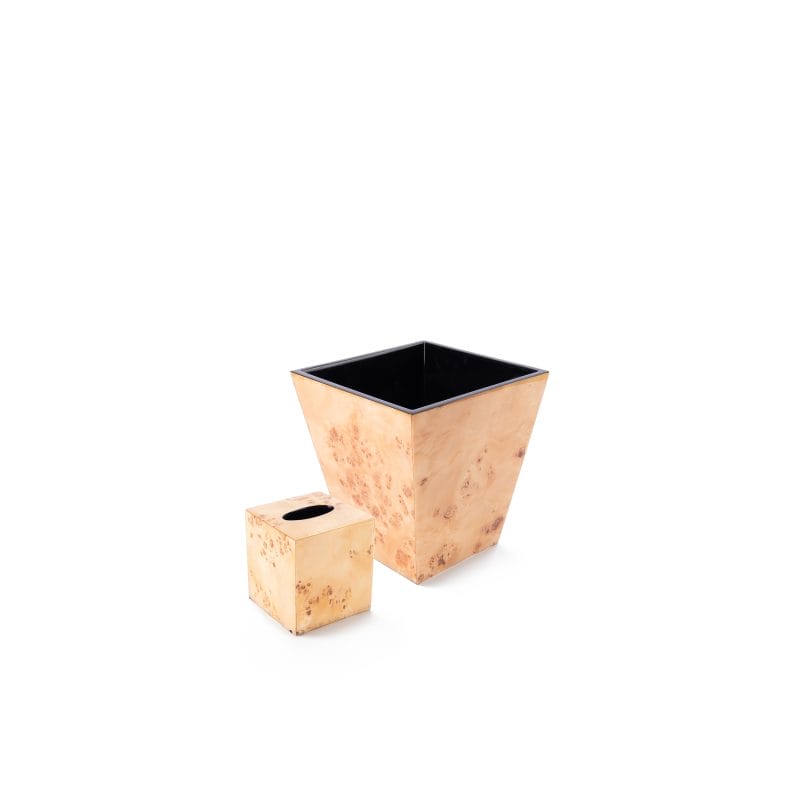 Pacific Connections. A Set of Wastebasket & Tissue Box in Amber
