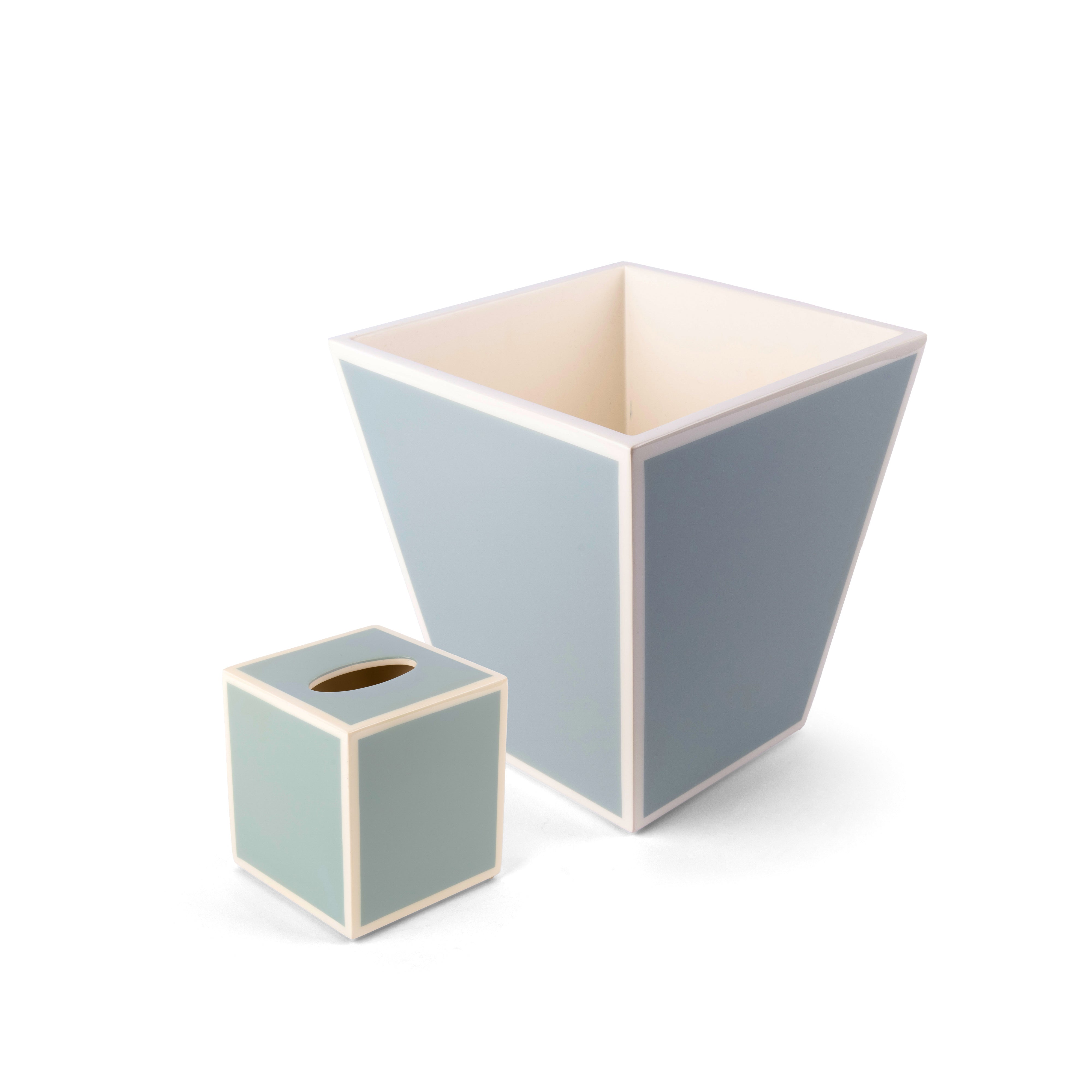 Pacific Connections. A Set of Grey Wastebasket & Tissue Box