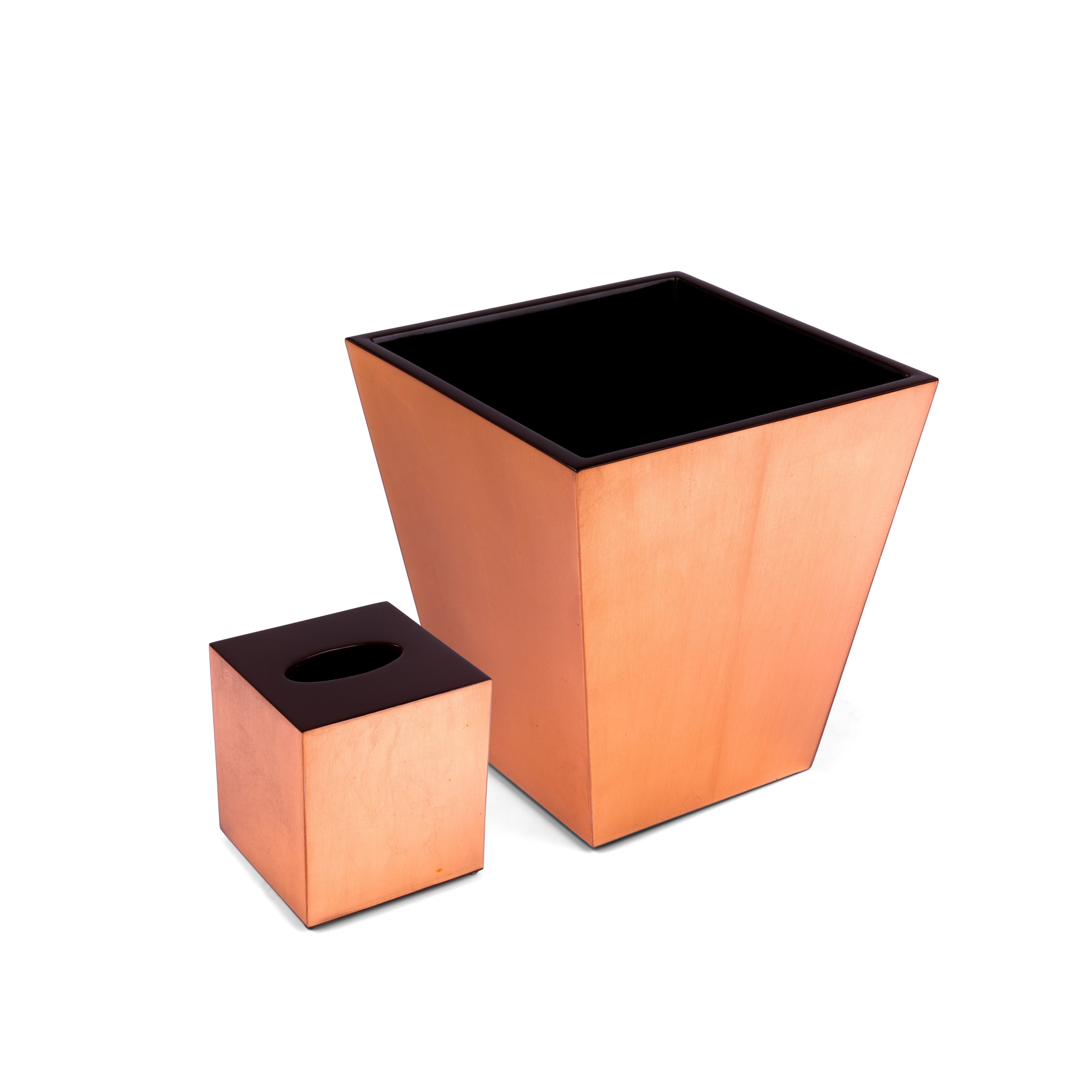Pacific Connections. A Set of Wastebasket & Tissue Box in Bronze