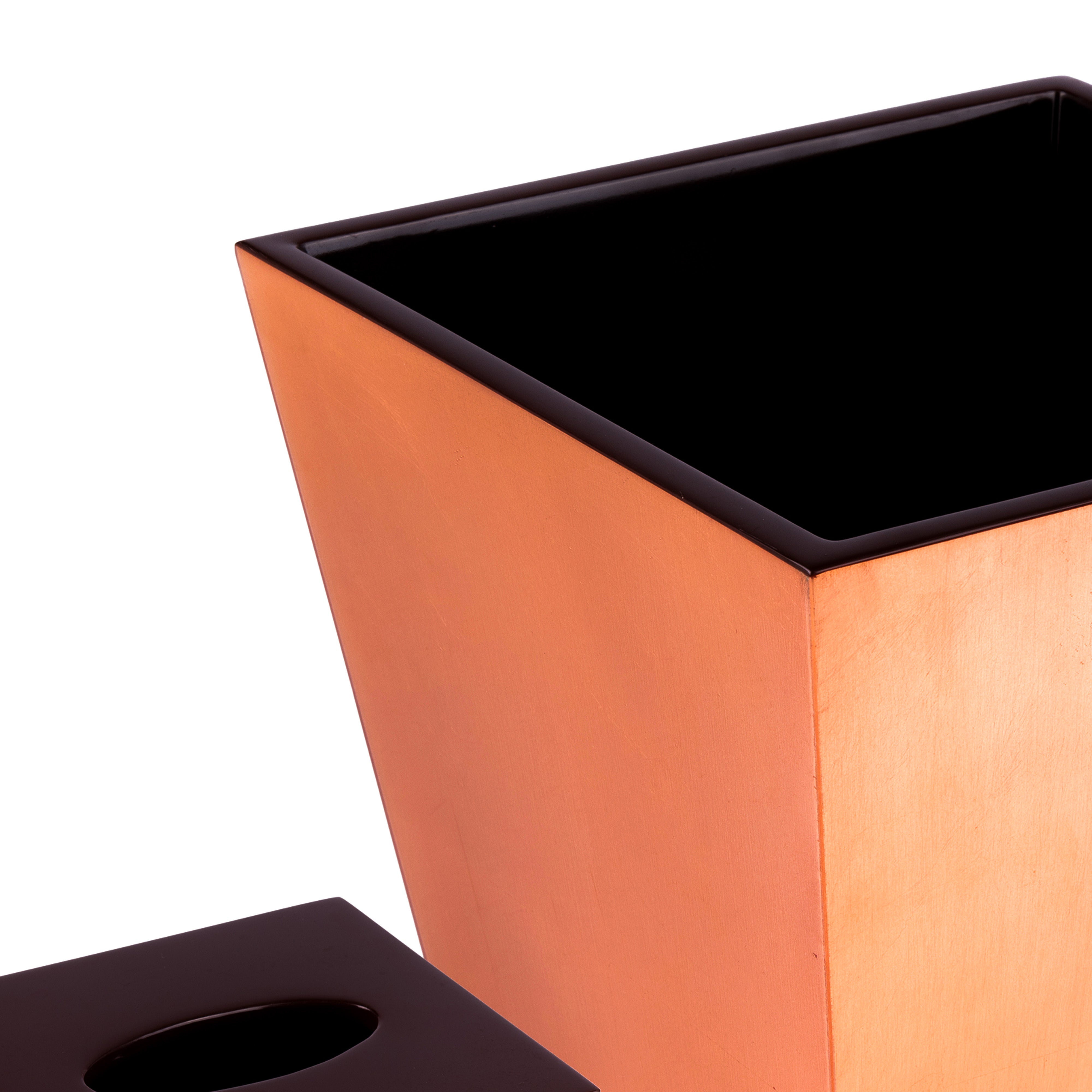 Pacific Connections. A Set of Wastebasket & Tissue Box in Bronze