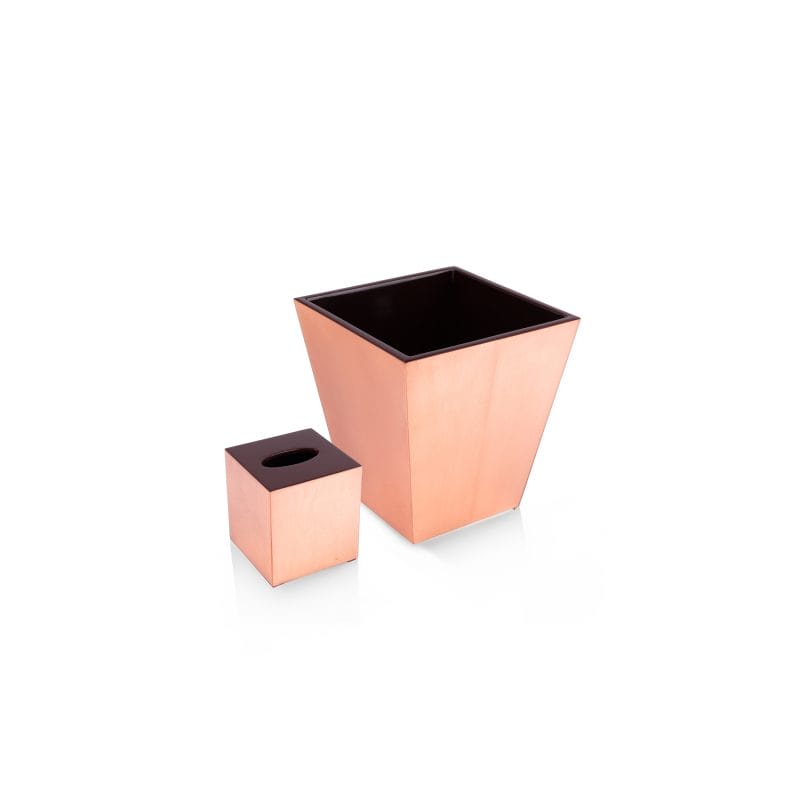 Pacific Connections. A Set of Wastebasket & Tissue Box in Bronze