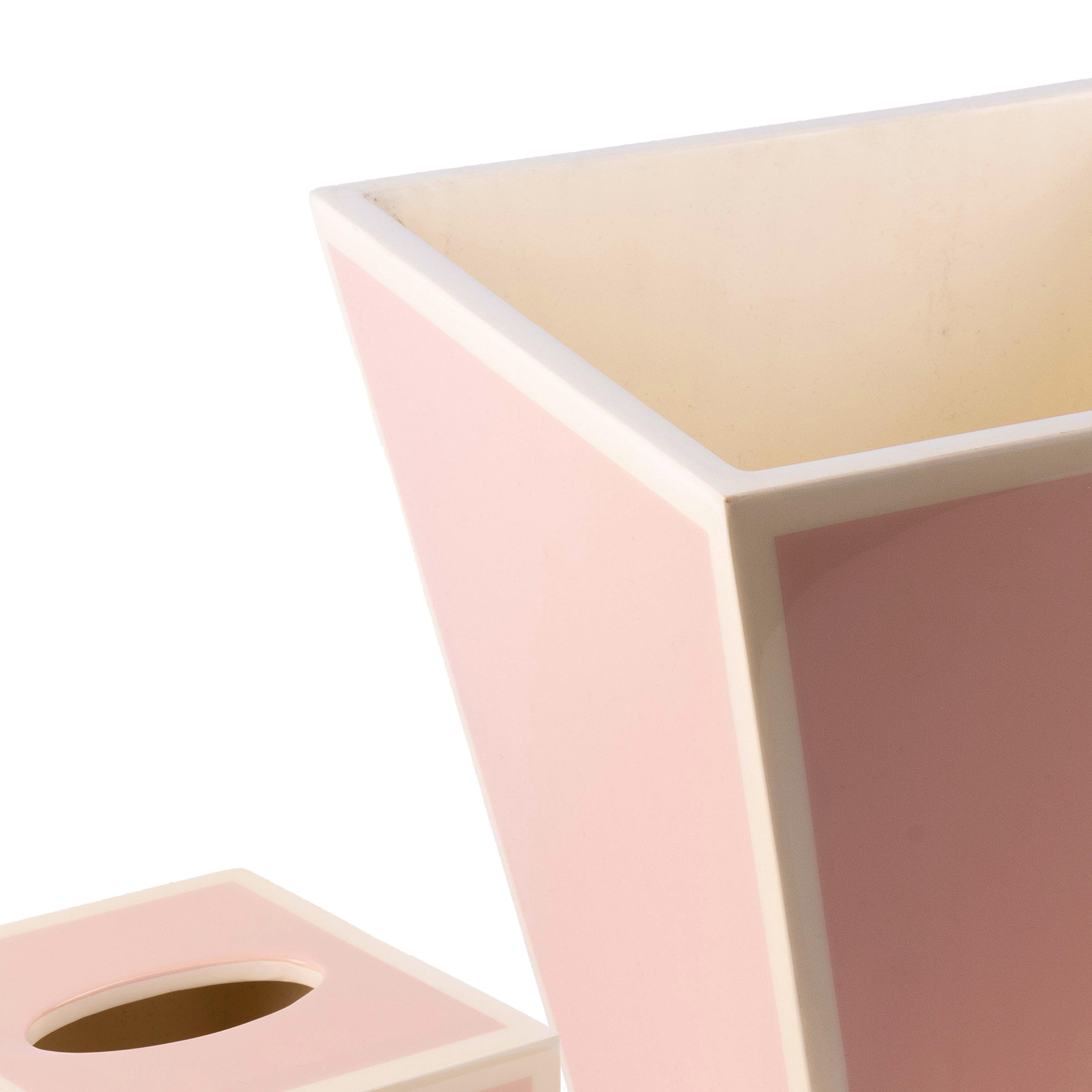 Pacific Connections. A Set of Pink Wastebasket & Tissue Box