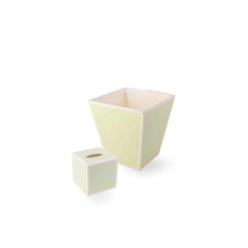 Pacific Connections. A Set of Green Wastebasket & Tissue Box