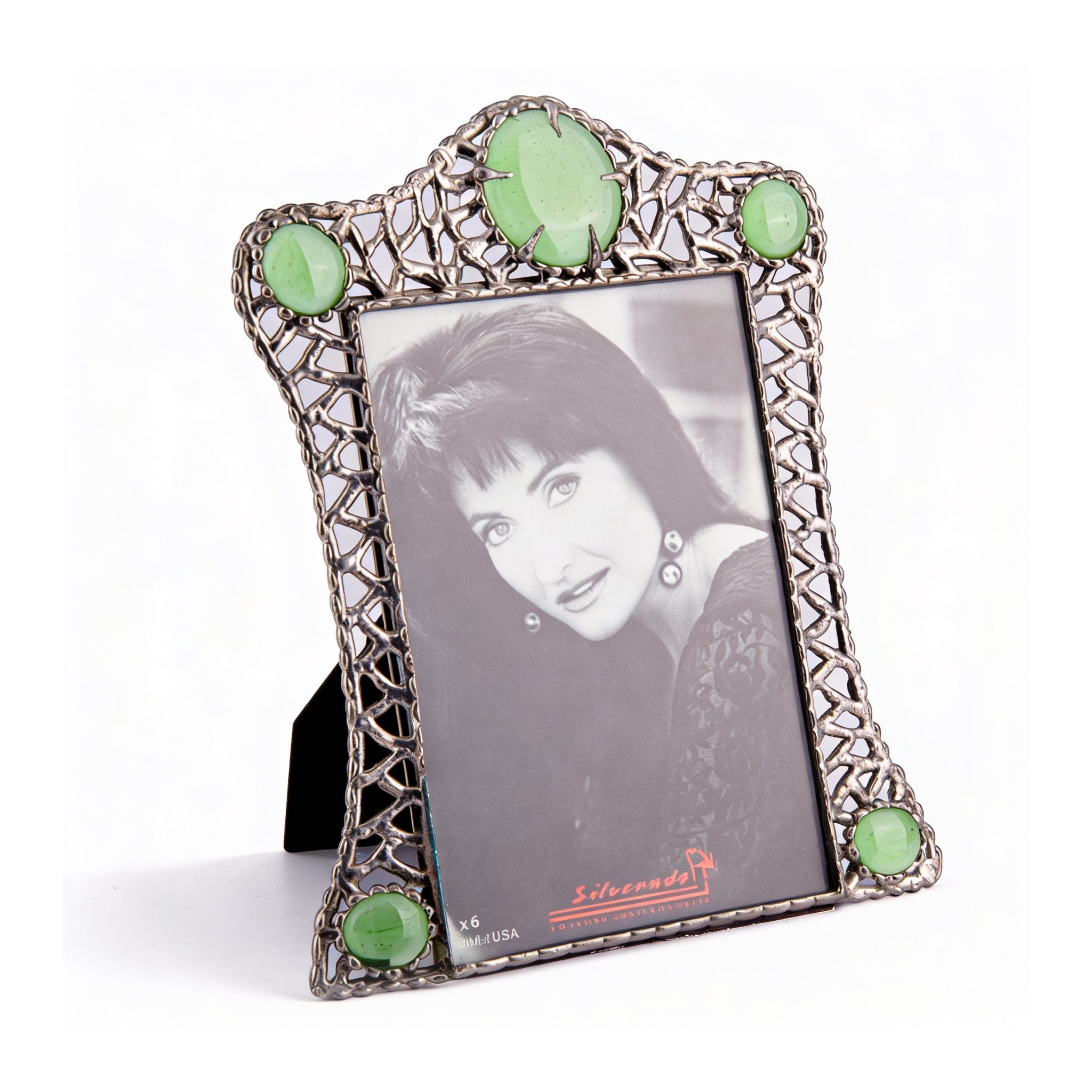 Silverado. Silver Photo Frame with Green Studs