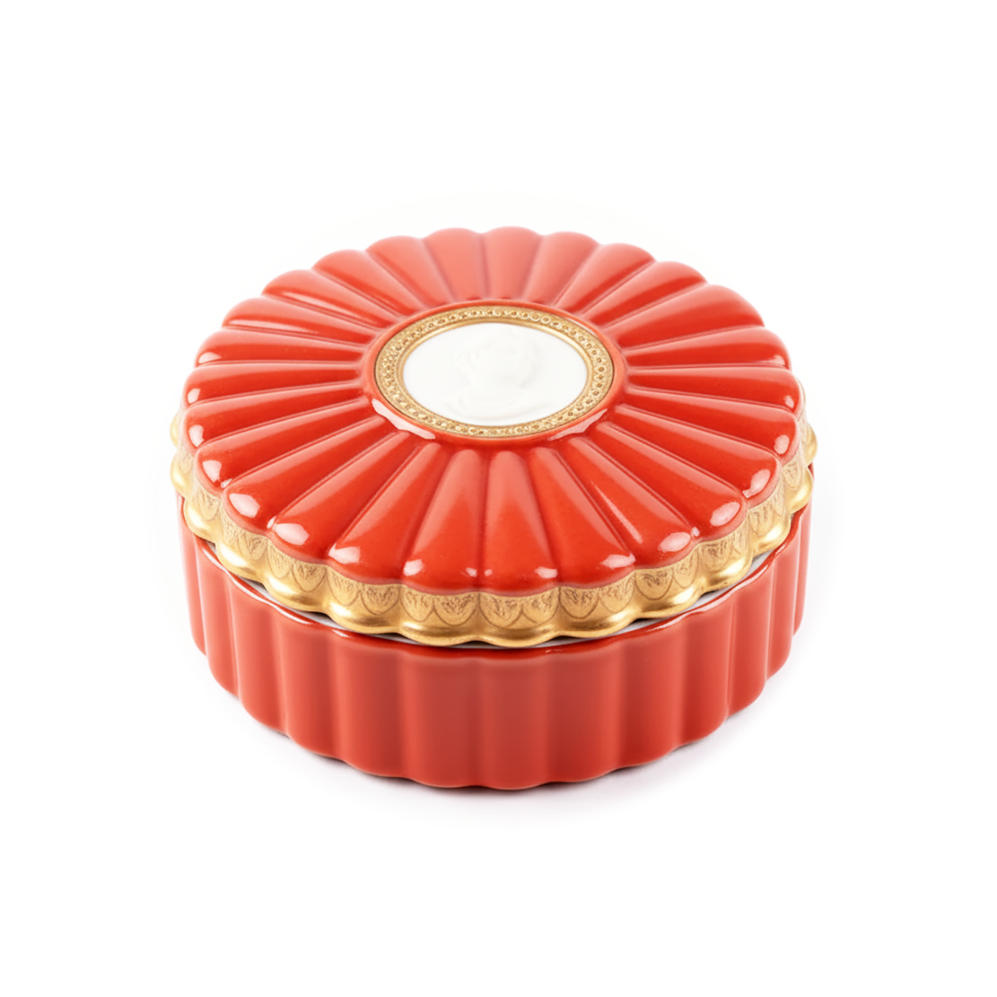 Villari. Porcelain Red Souvenir Box in Floral Shape