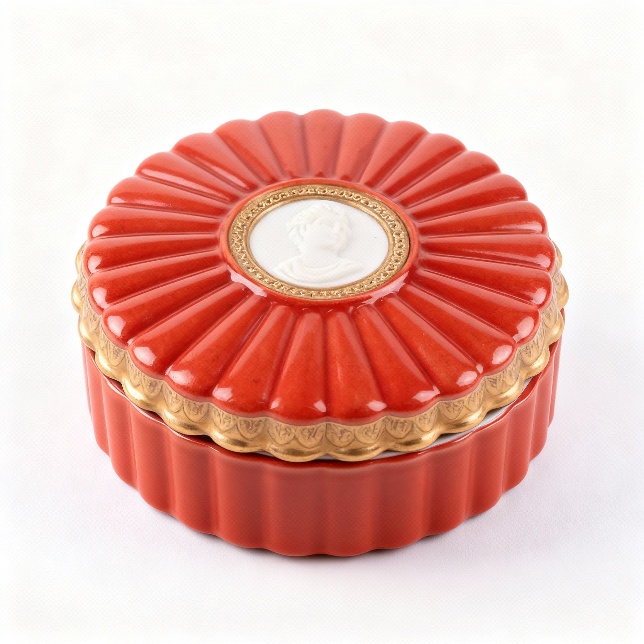 Villari. Porcelain Red Souvenir Box in Floral Shape