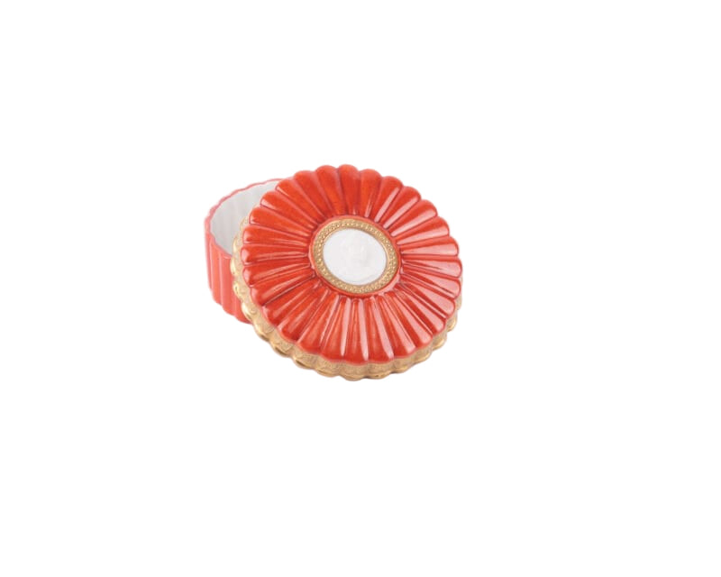 Villari. Porcelain Red Souvenir Box in Floral Shape