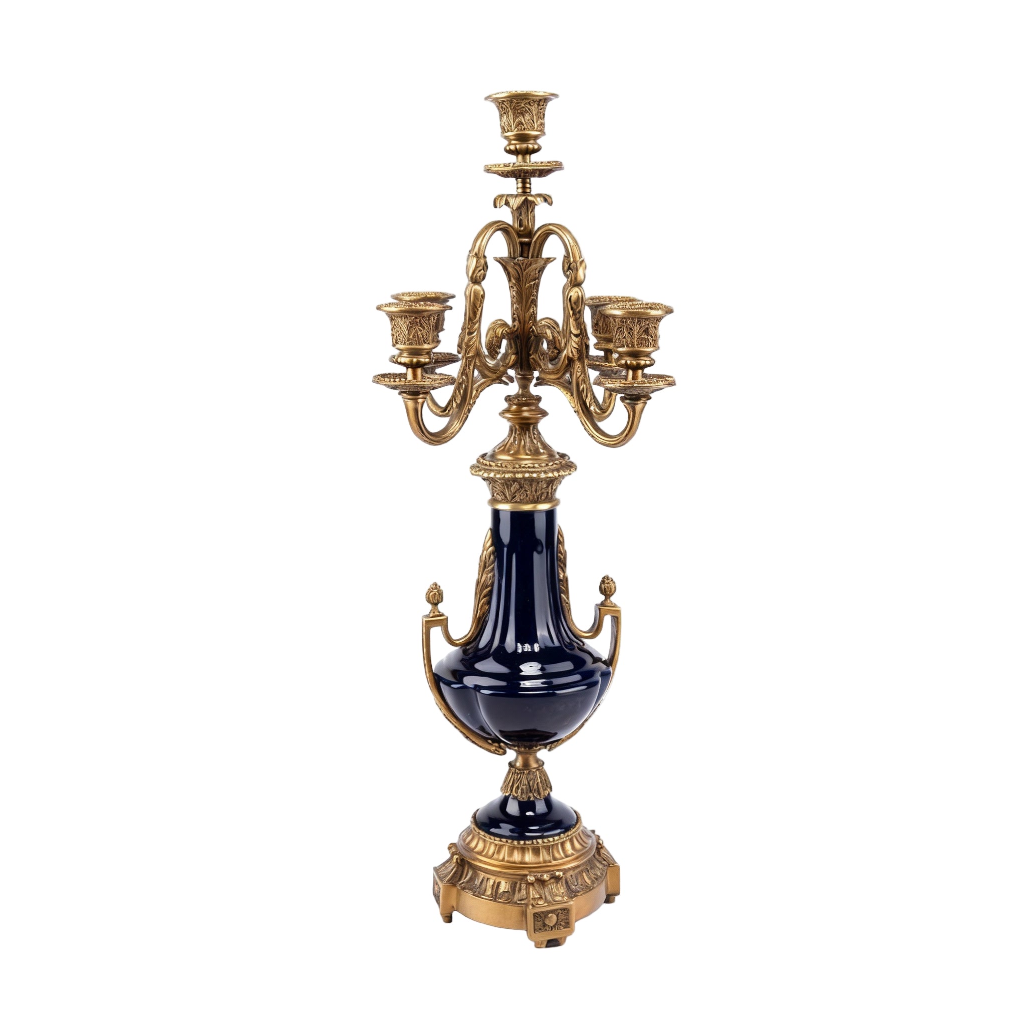 Karnabi. Crystal Candle Stand in Blue Enamel.