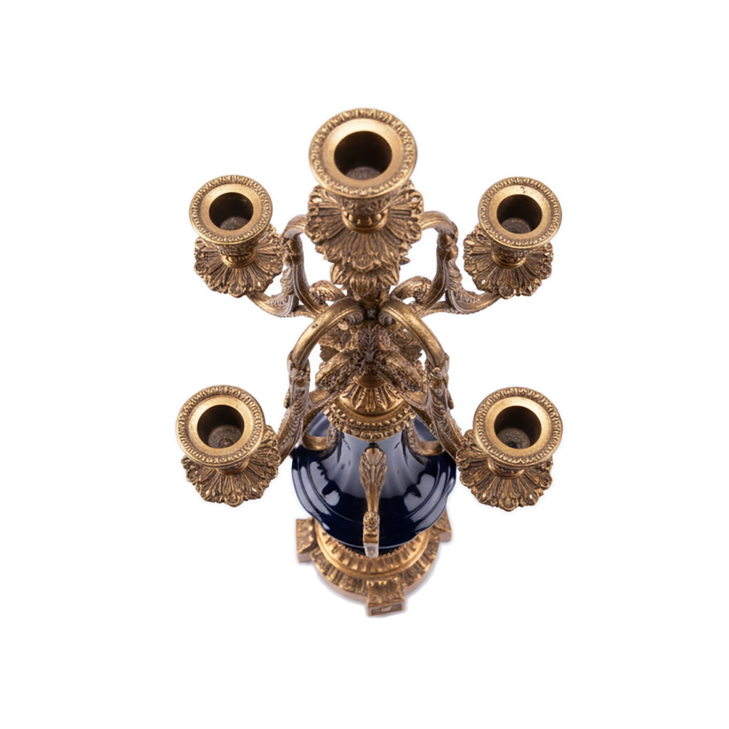 Karnabi. Crystal Candle Stand in Blue Enamel.