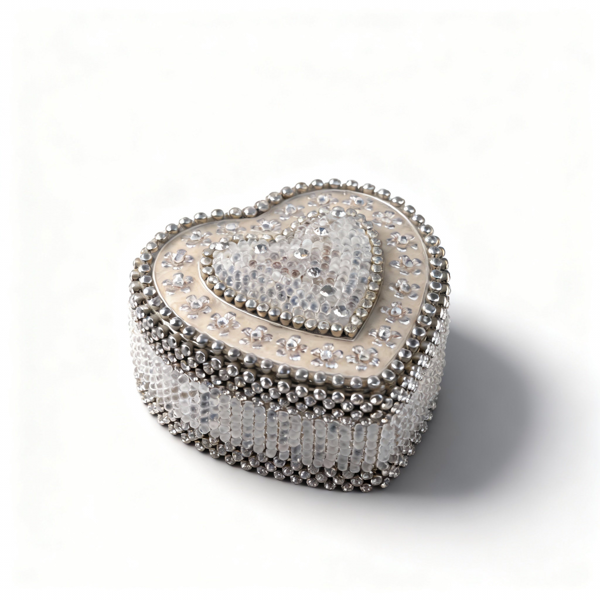 B.B Simon. Heart Shaped Box Studded with Crystals.