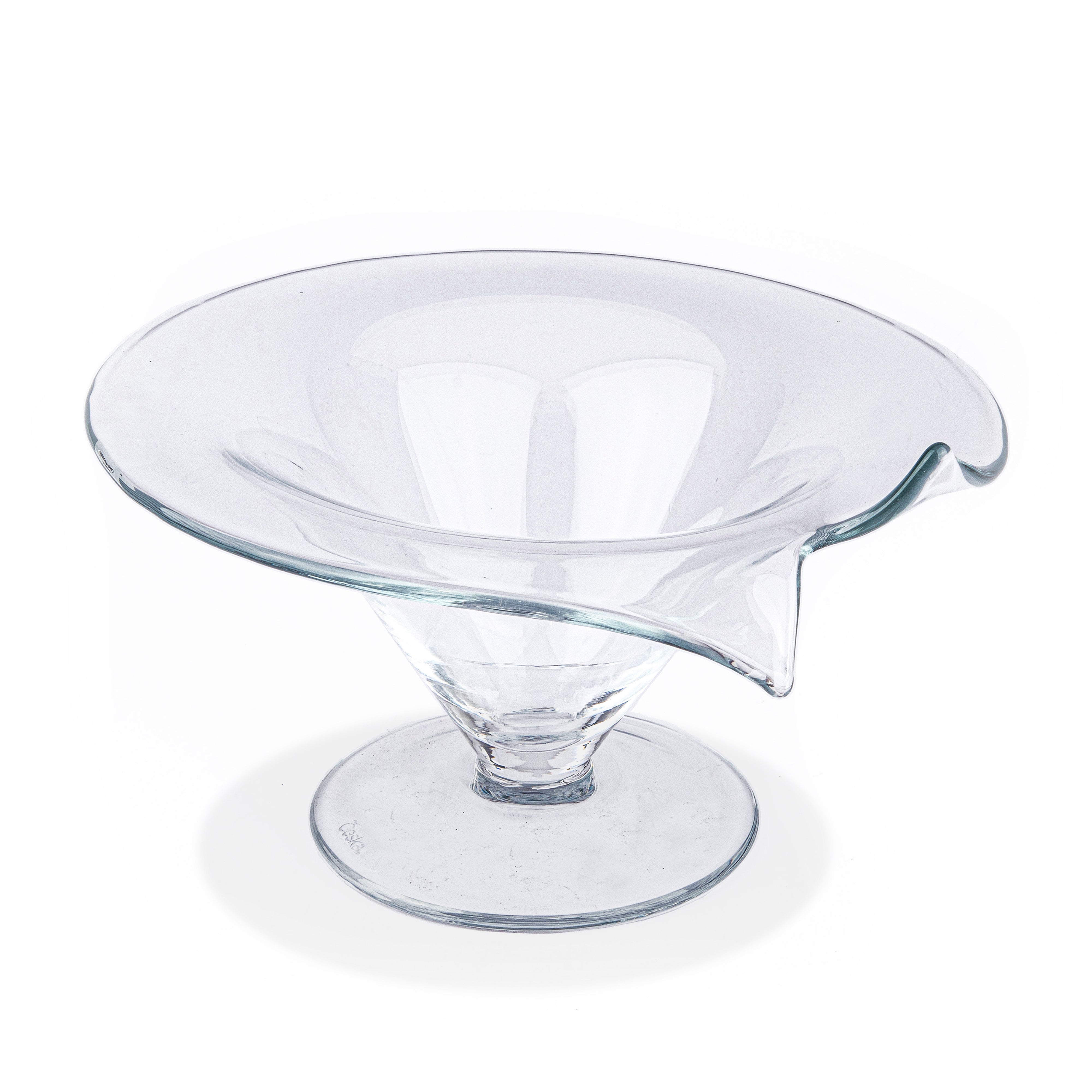 Godinger. Crystal Curving Edge Decorative Bowl. Large Size