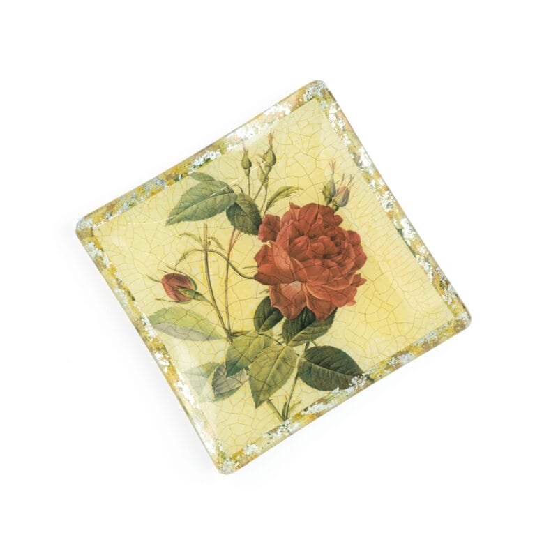 Lesley Roy. Wall Decorative Plate Designed with Yellow Rose. Medium Size
