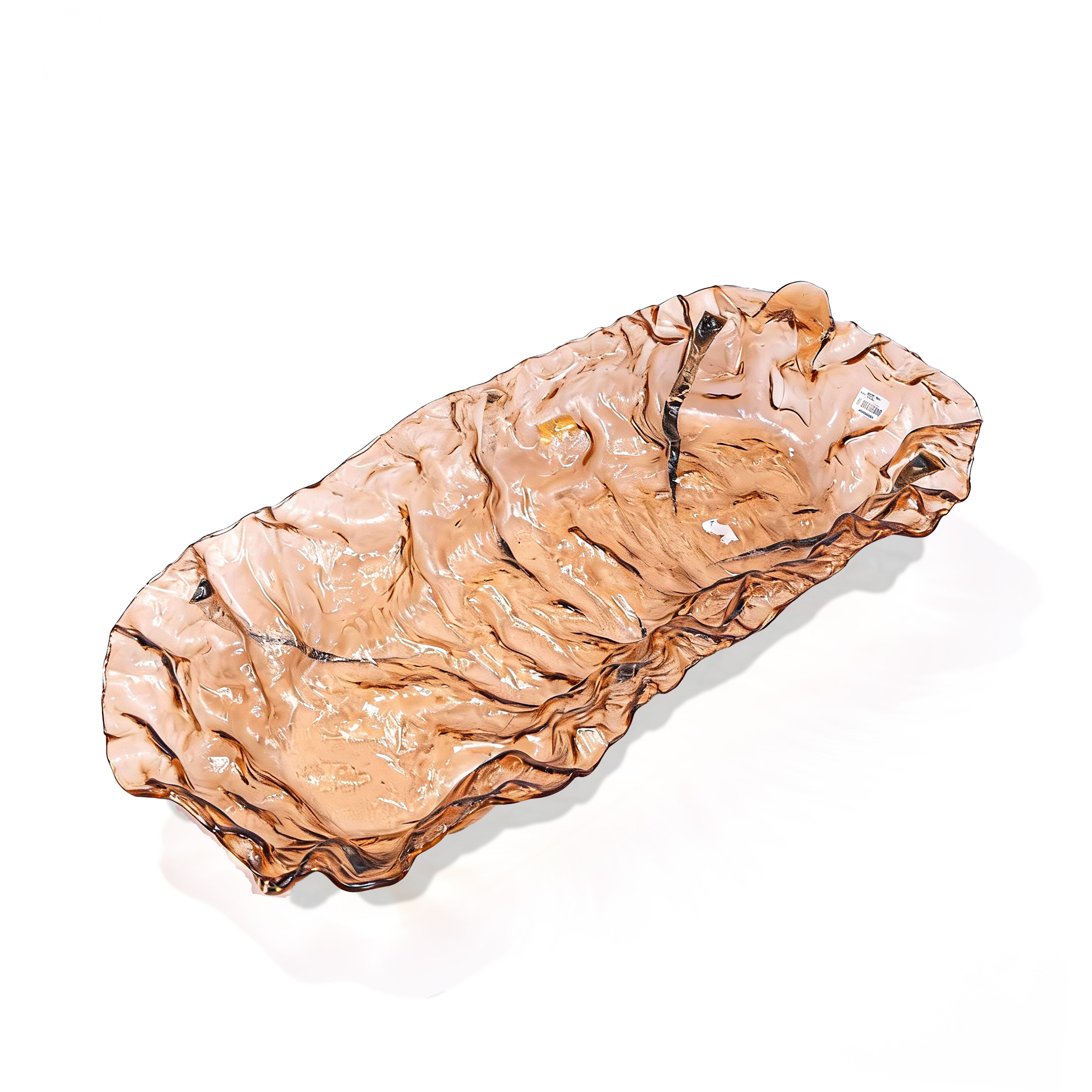 Vetrofuso. Amber Crystal Decorative Plate. Large Size