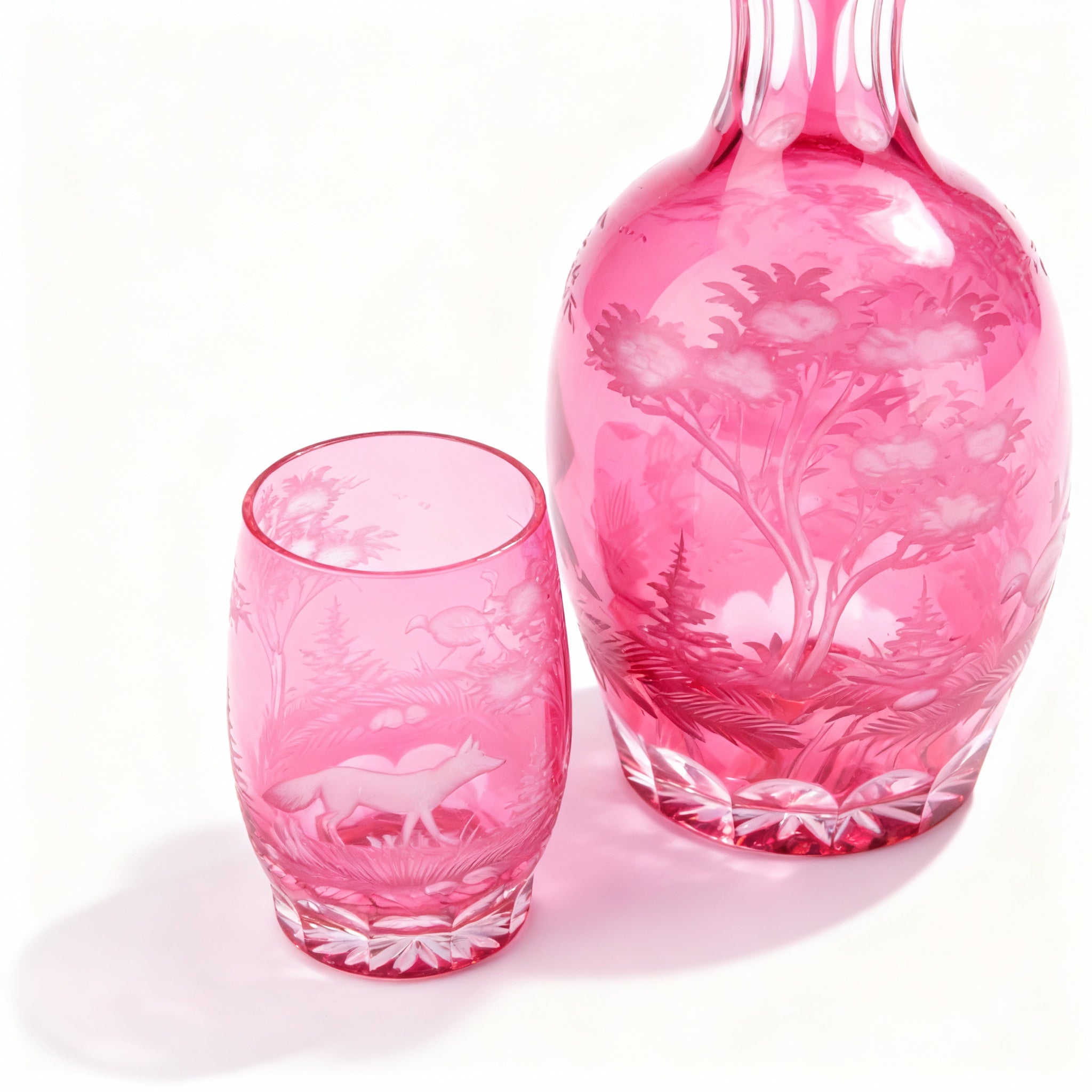 The Rosenthal. A set of Pink Crystal Carafe & Tumbler. 530 ML