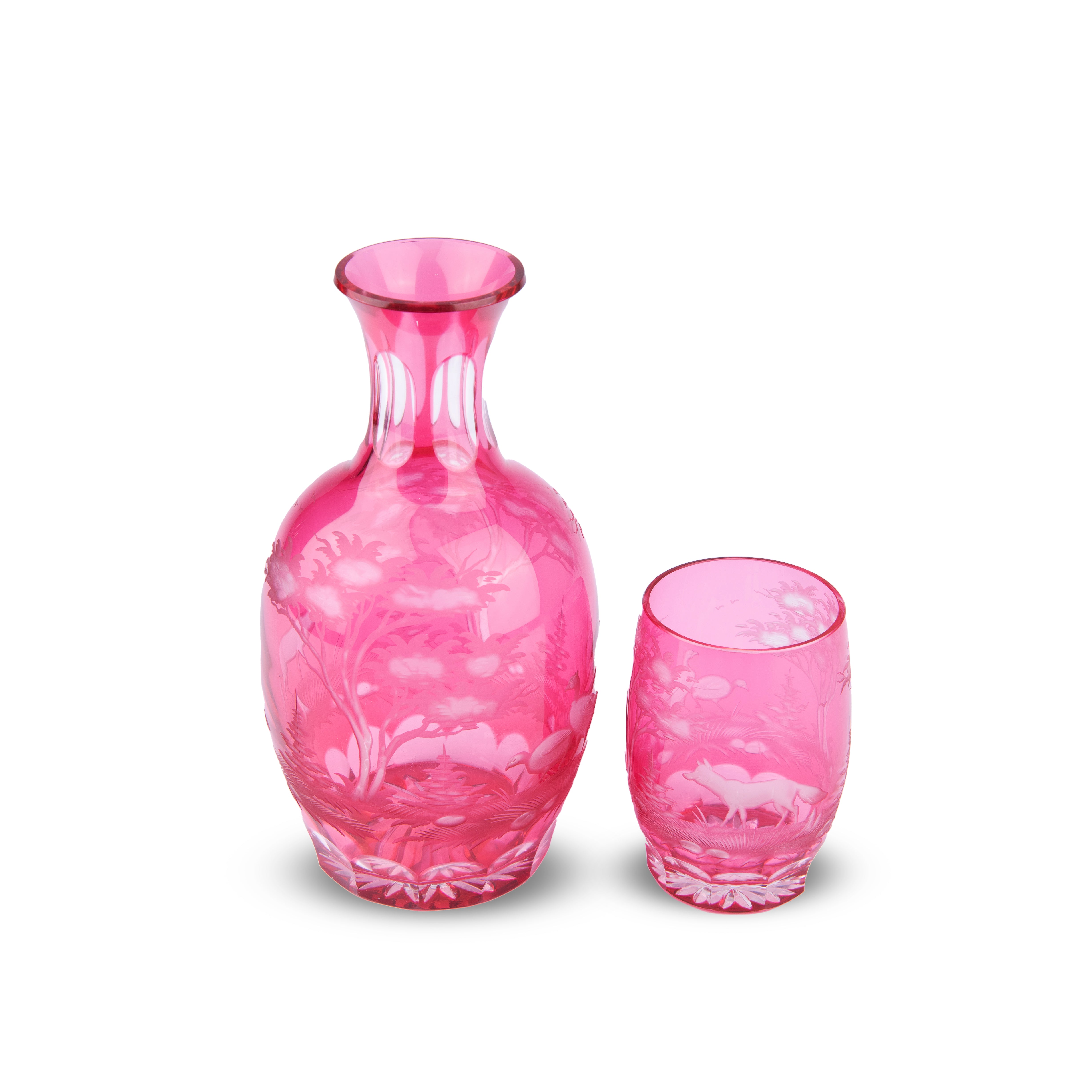 The Rosenthal. A set of Pink Crystal Carafe & Tumbler. 530 ML