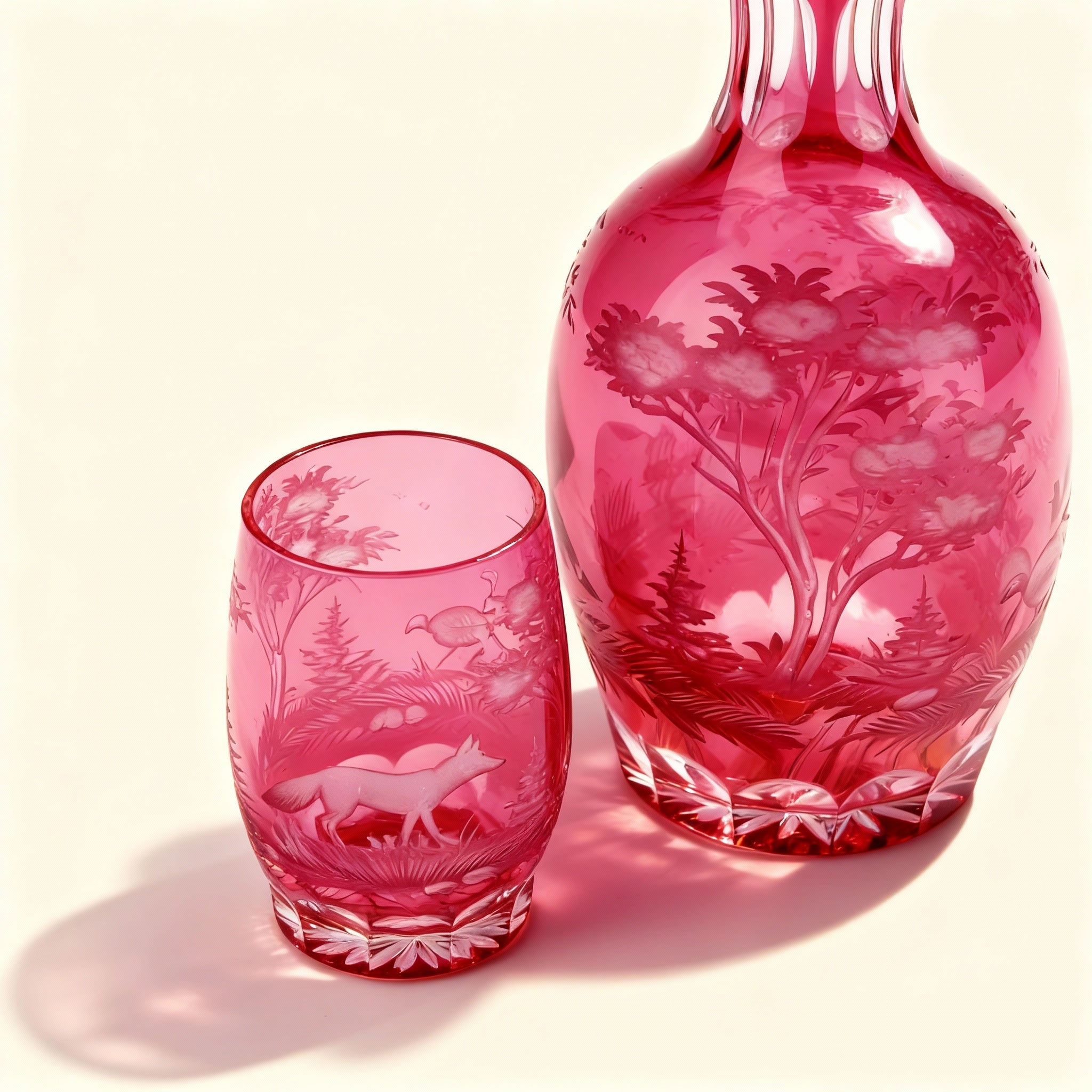 The Rosenthal. A set of Pink Crystal Carafe & Tumbler. 530 ML