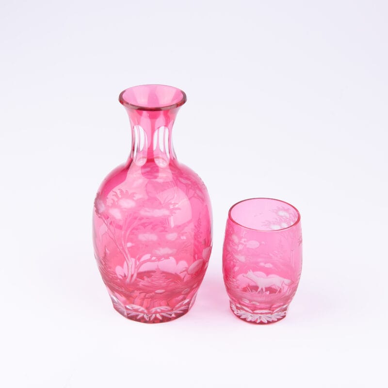 The Rosenthal. A set of Pink Crystal Carafe & Tumbler. 530 ML