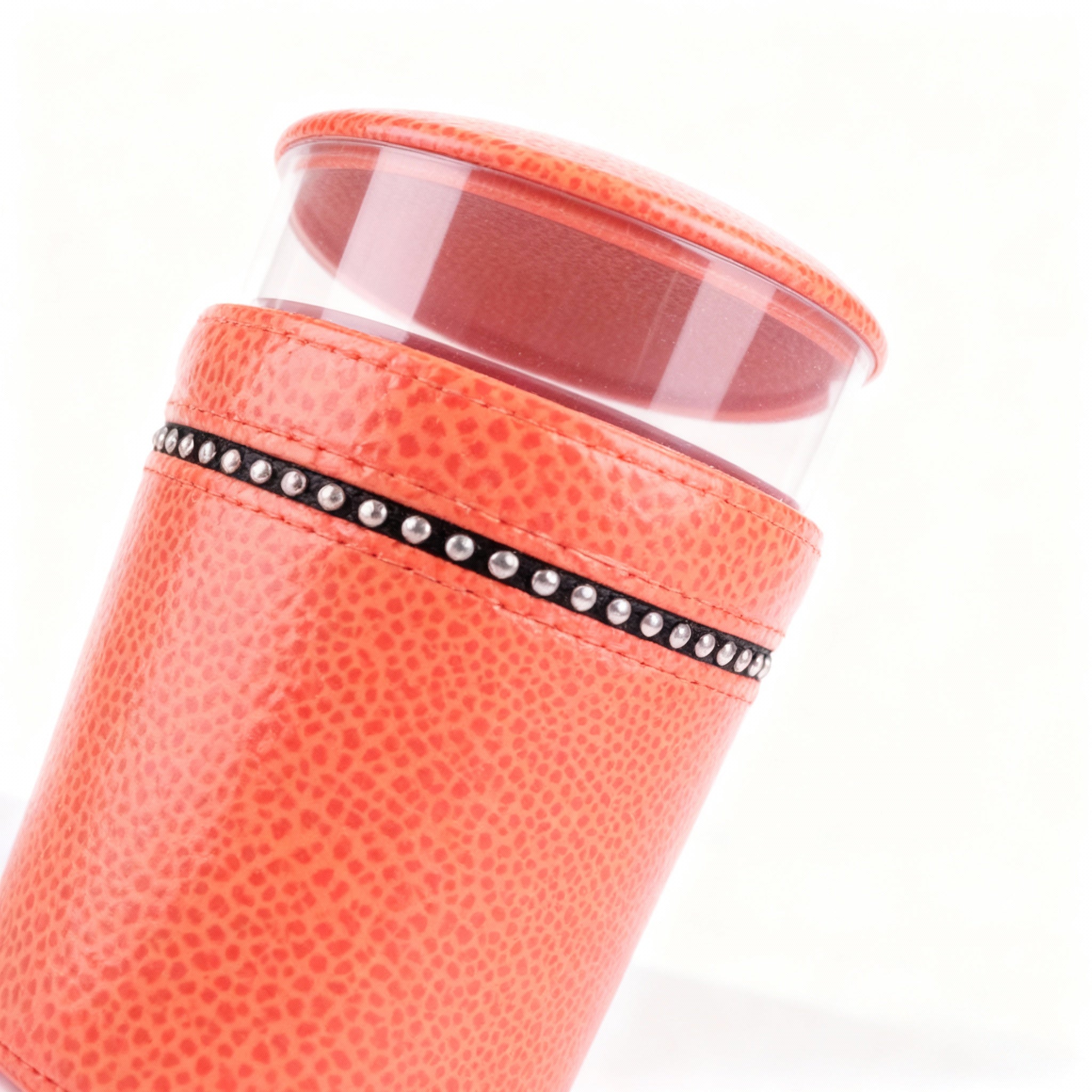 Pigment. Orange Glass with Leather Cover. Small Size