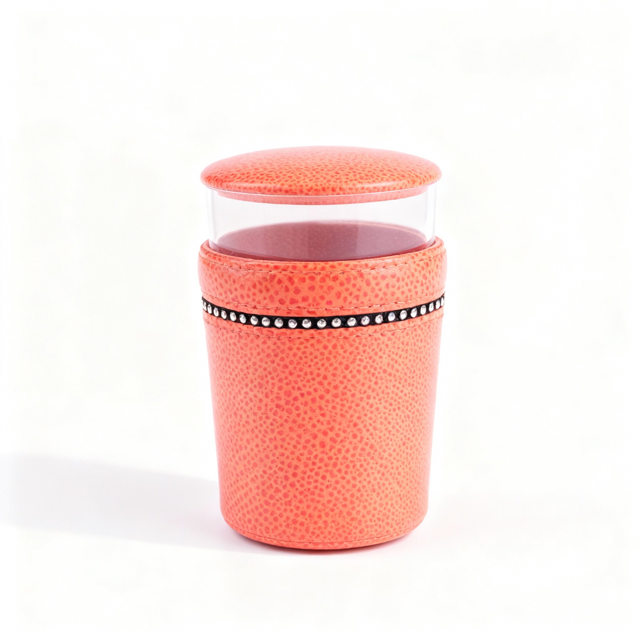 Pigment. Orange Glass with Leather Cover. Small Size