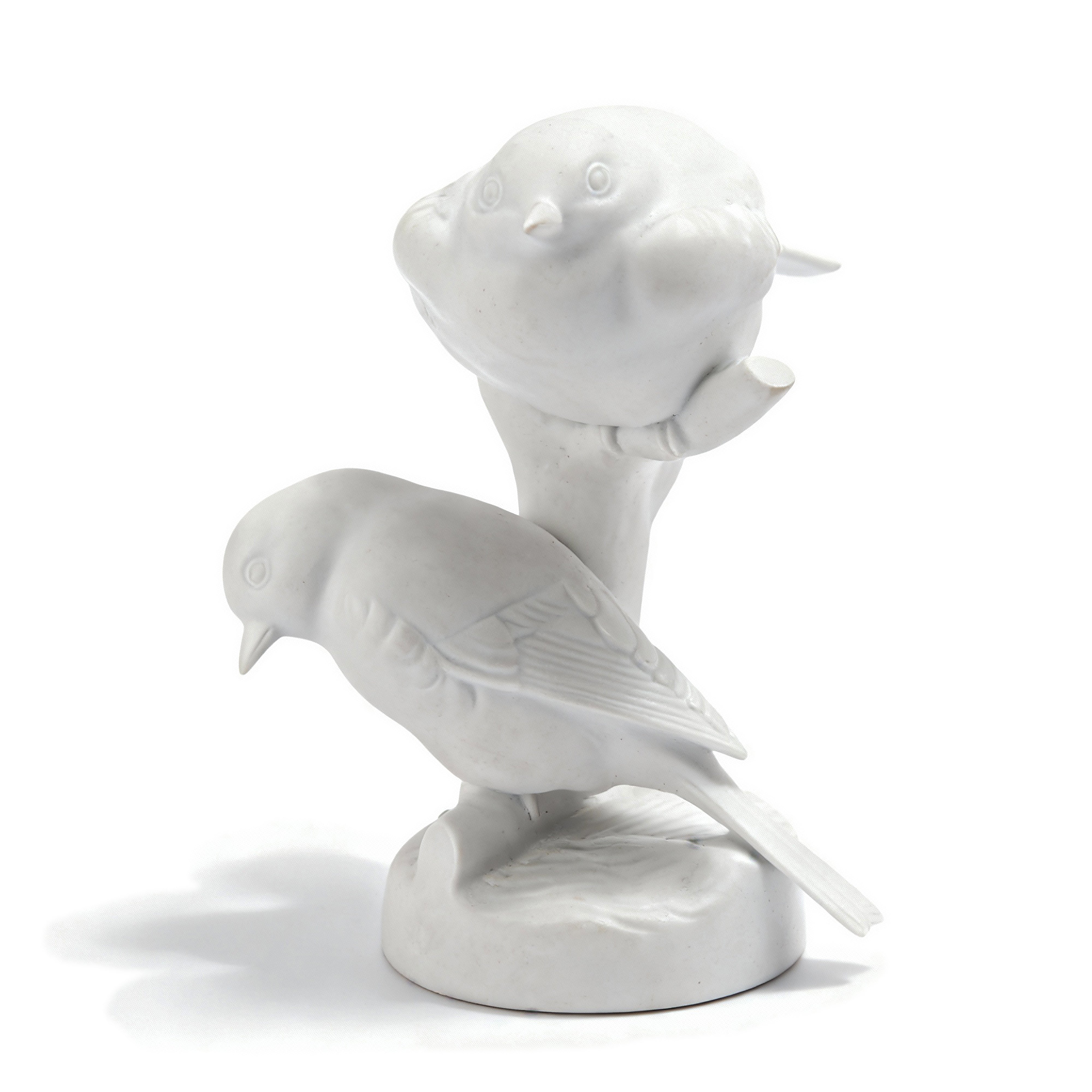 Nymphenburg. Sculpture of Two Titmice Birds in White Bisque. Medium Size