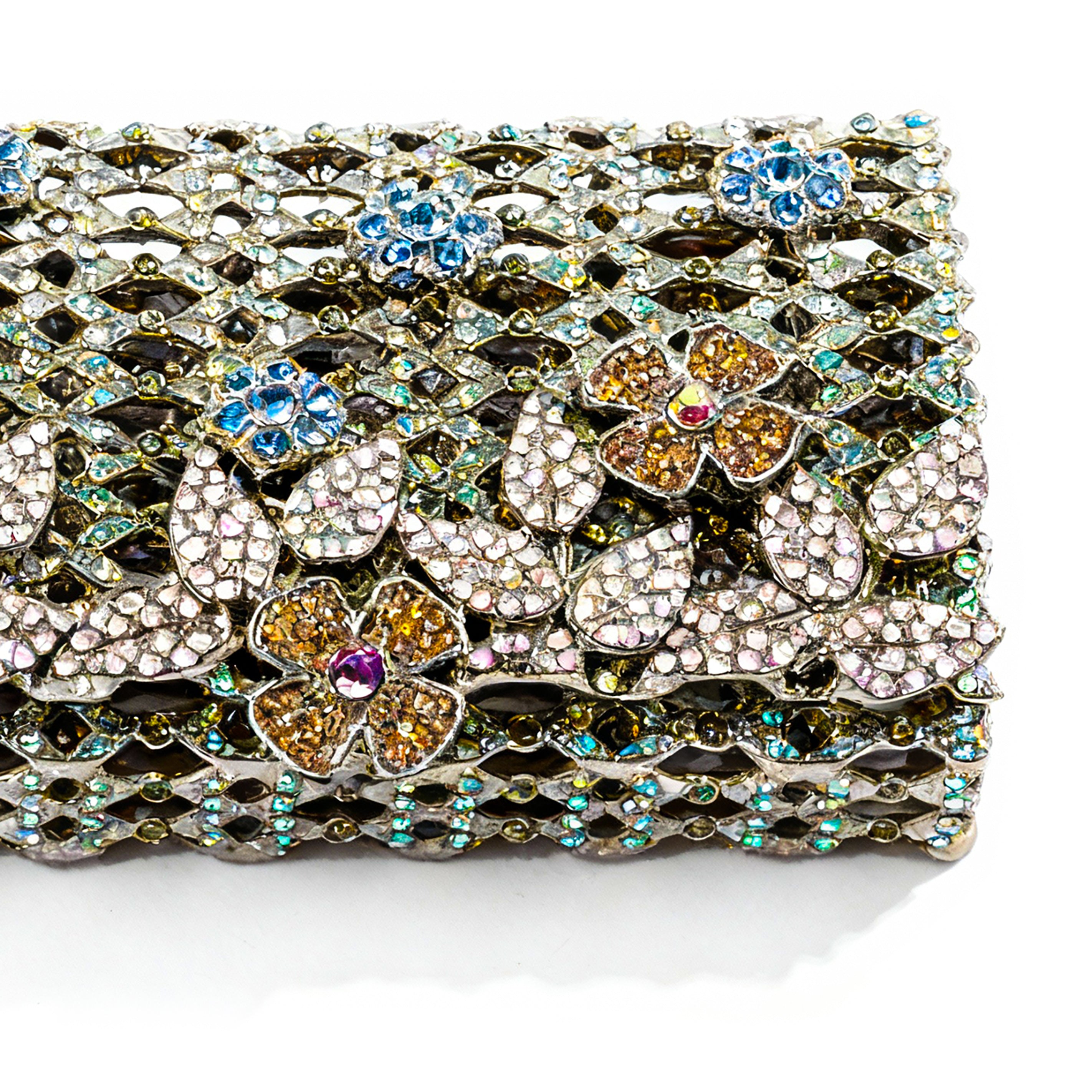 Wetb. Floral Card Holder Studded with Swarovski. Small Size