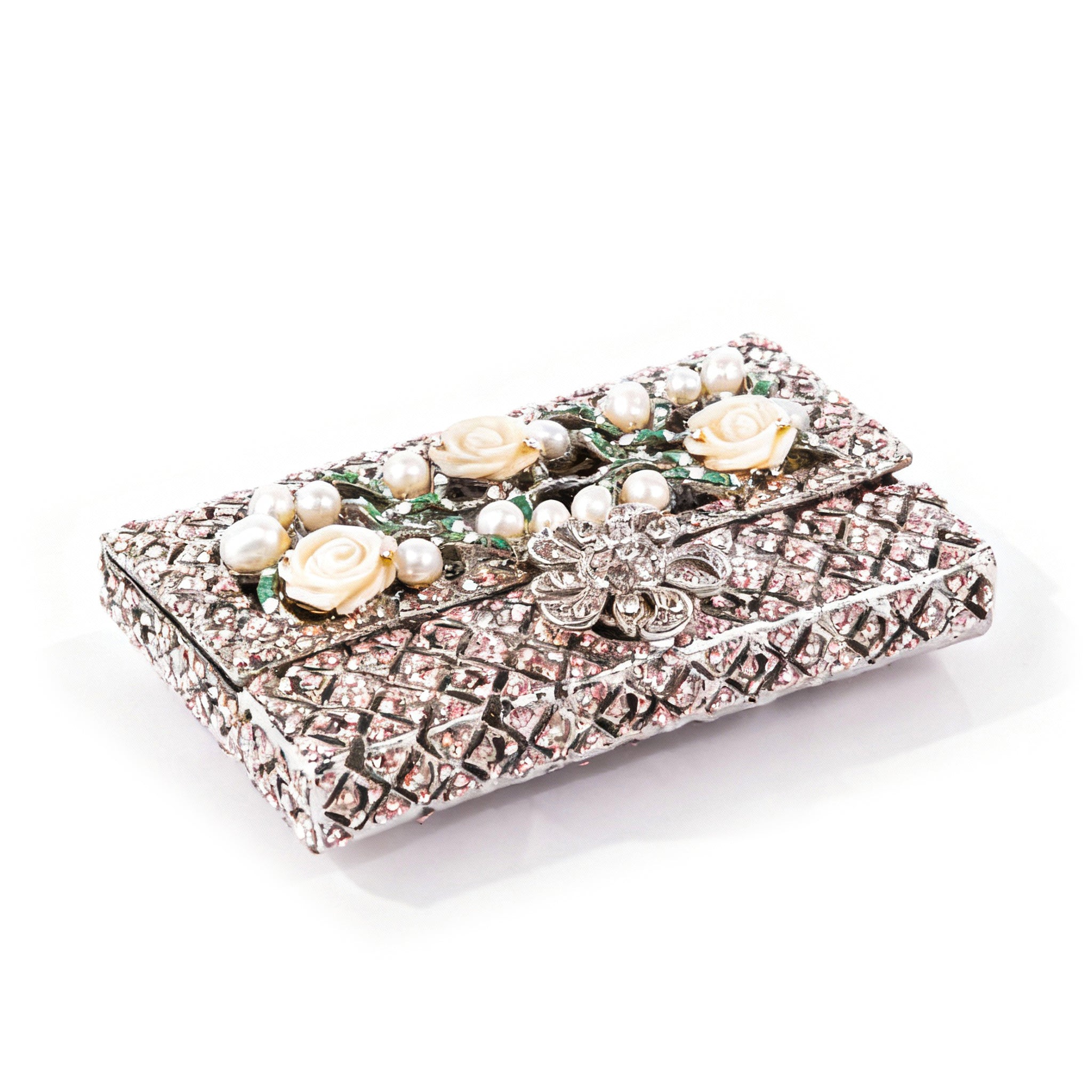 Wetb. Card Hold Studded with Crystals & Pearls. Small Size