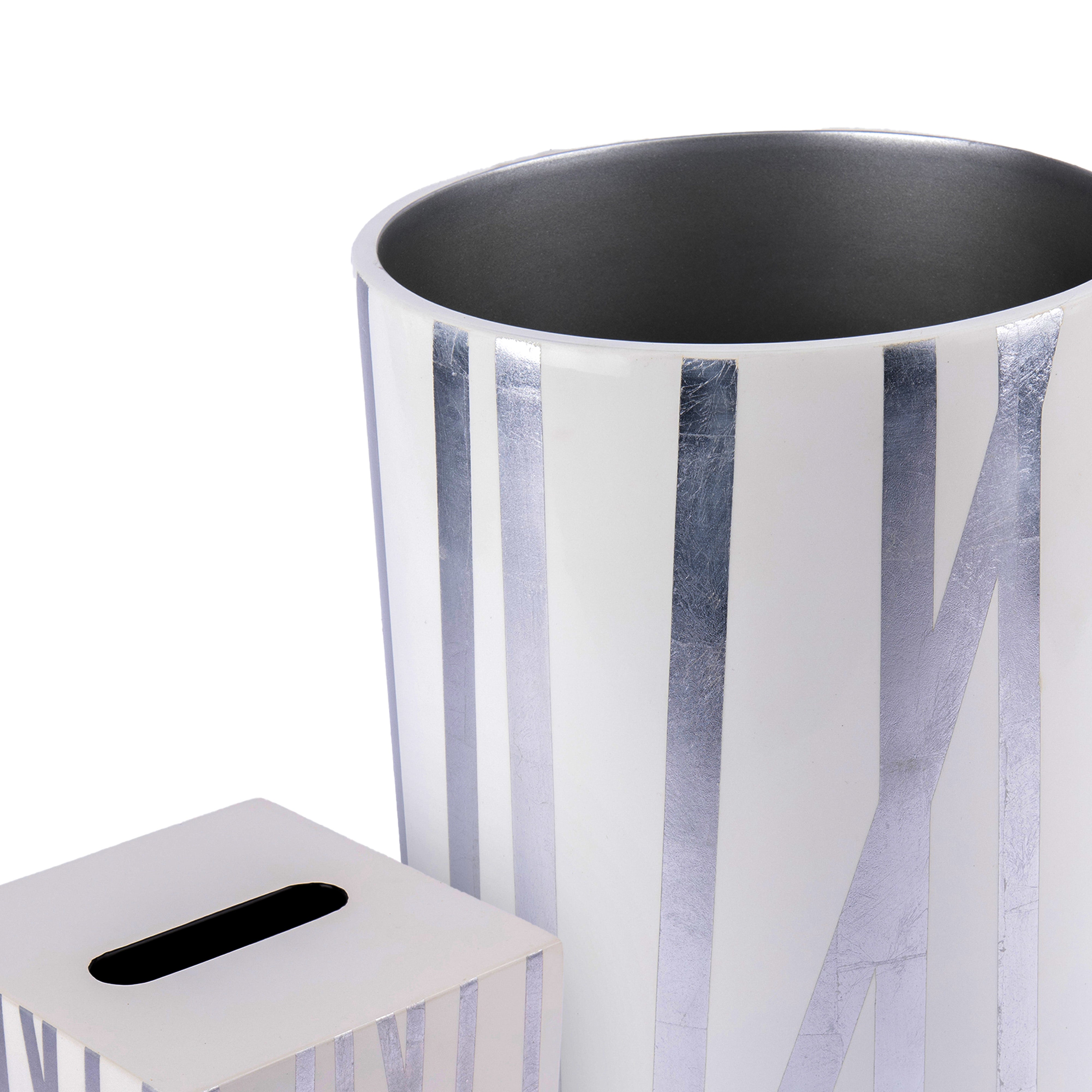 J. Fleet Designs. A Set of Grey Wooden Tissue Box & Wastebasket.