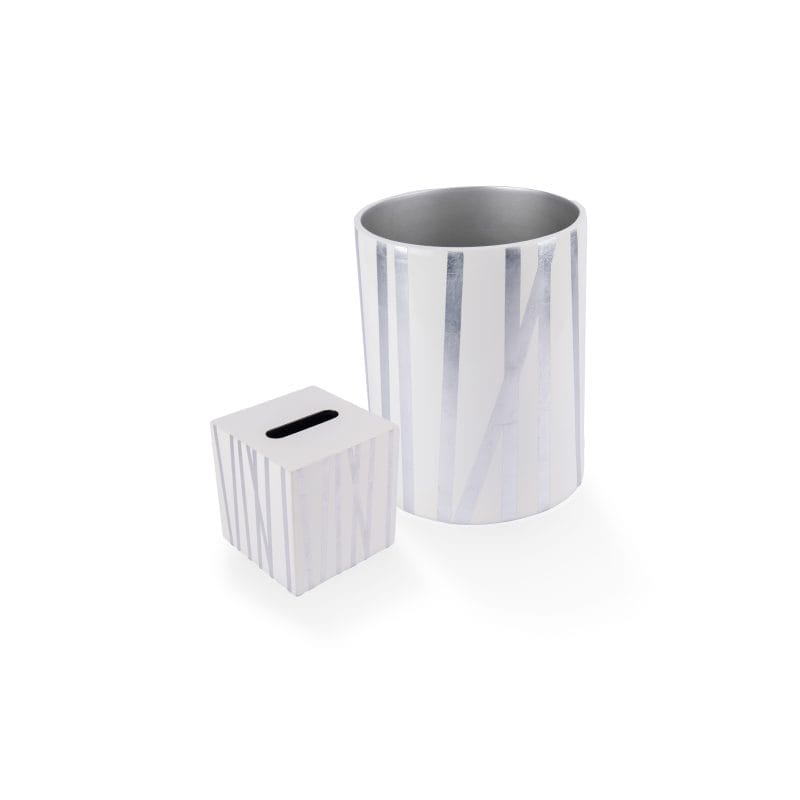 J. Fleet Designs. A Set of Grey Wooden Tissue Box & Wastebasket.