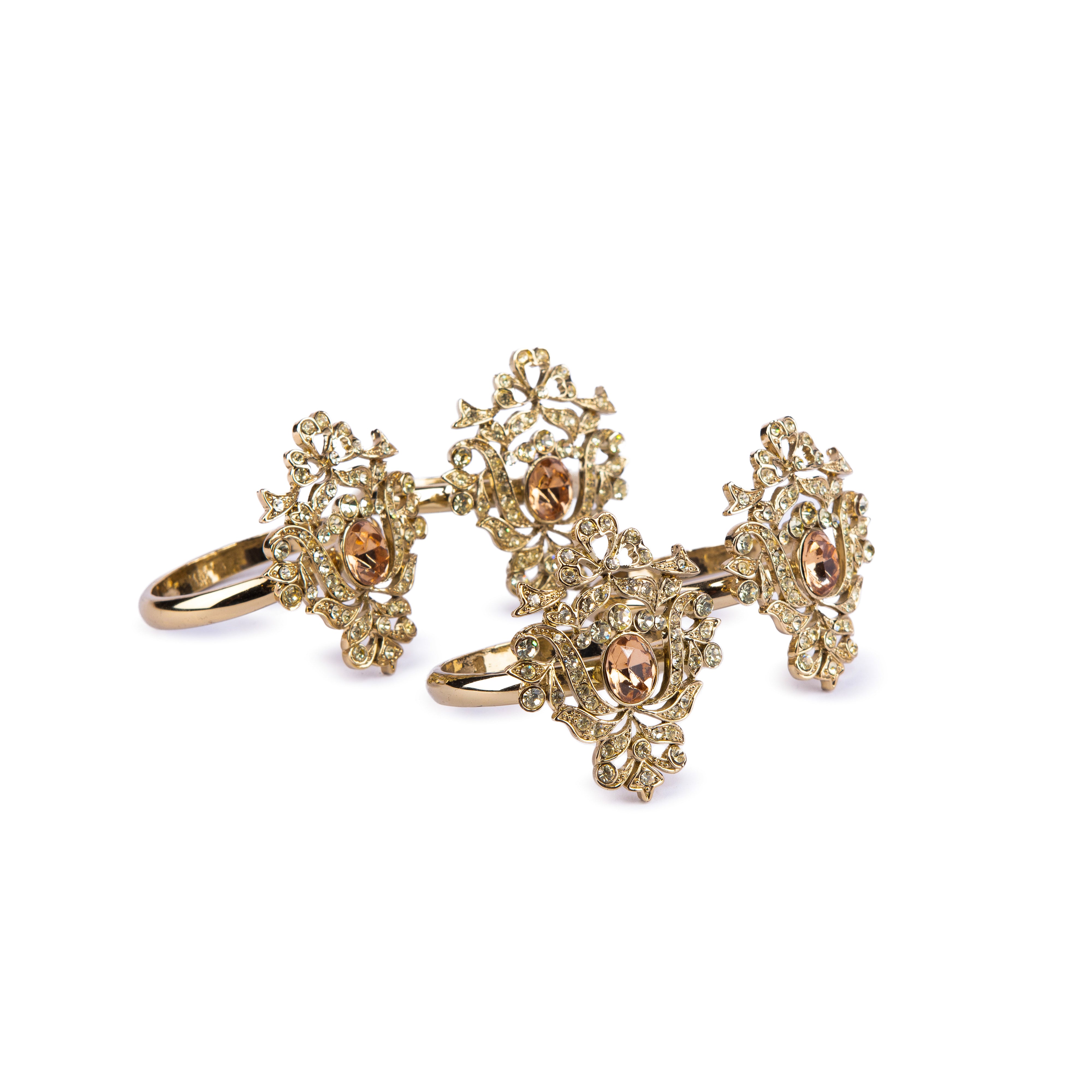 L'Objet. Set of 4 Napkin Rings Studded with Swarovski. Small Size