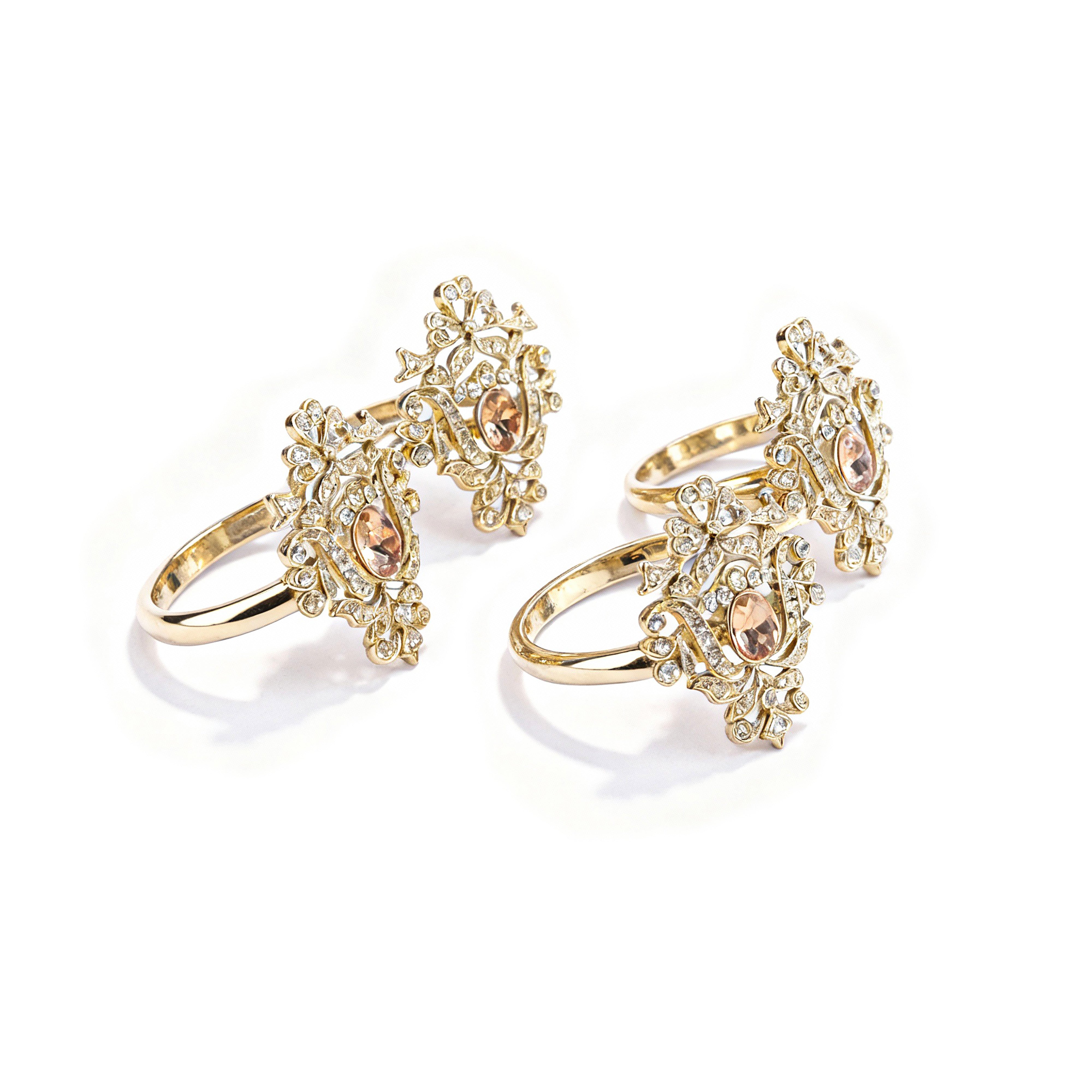 L'Objet. 4-Piece Set of Napkin Rings Studded with Swarovski