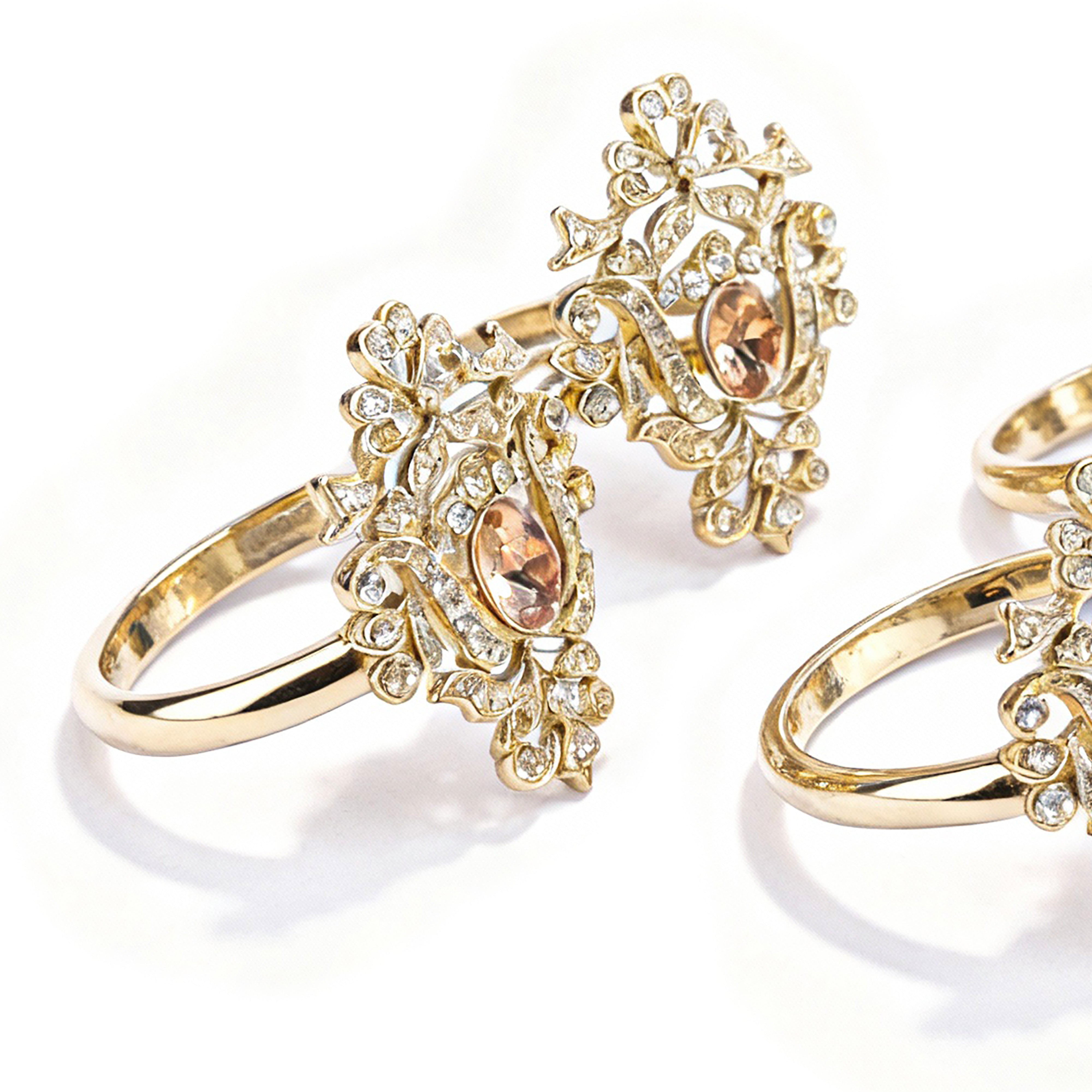 L'Objet. 4-Piece Set of Napkin Rings Studded with Swarovski