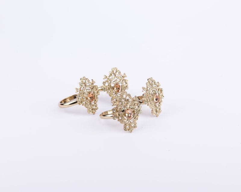 L'Objet. 4-Piece Set of  Napkin Rings  Studded with Swarovski