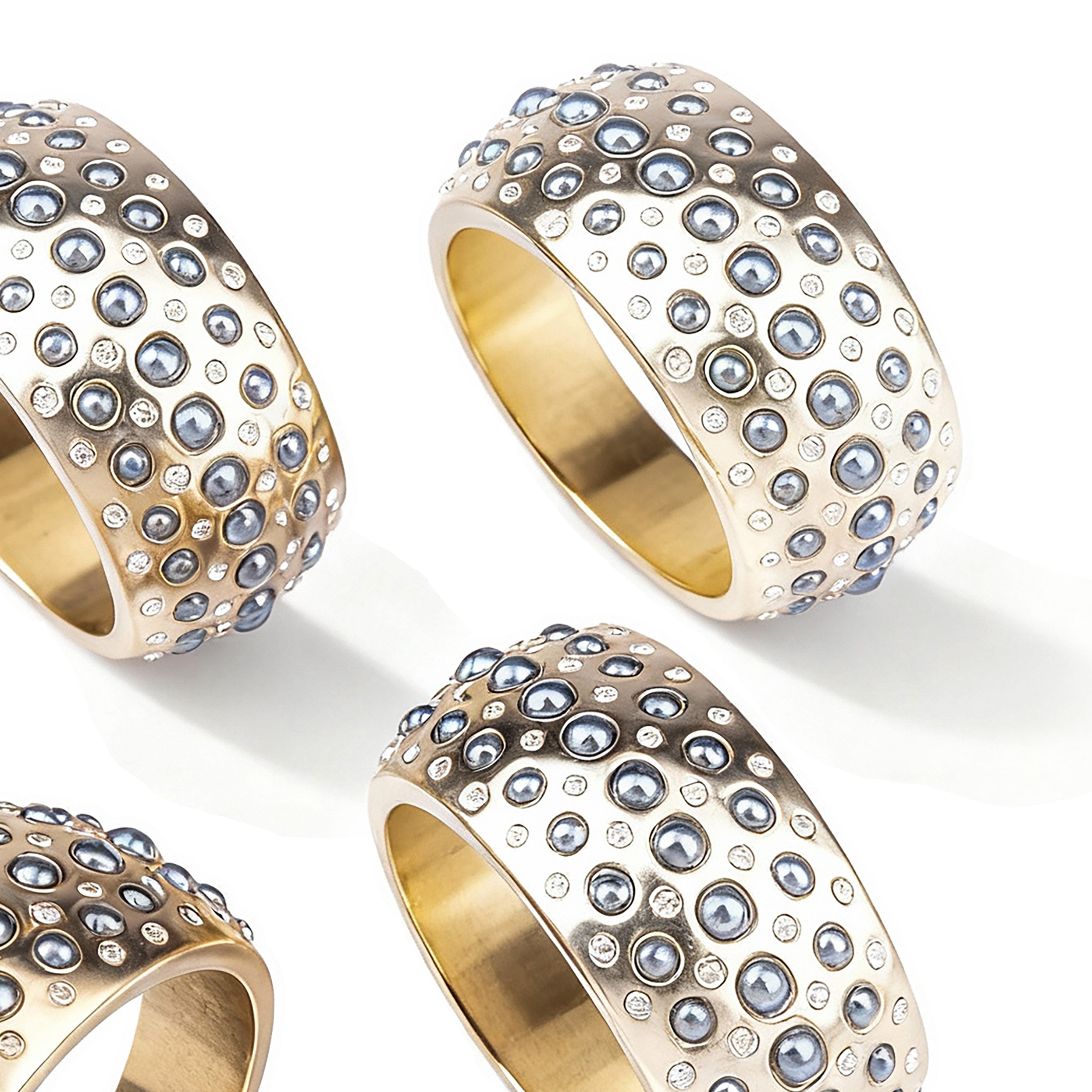 L'Objet. Set of 4 Napkin Rings with Swarovski