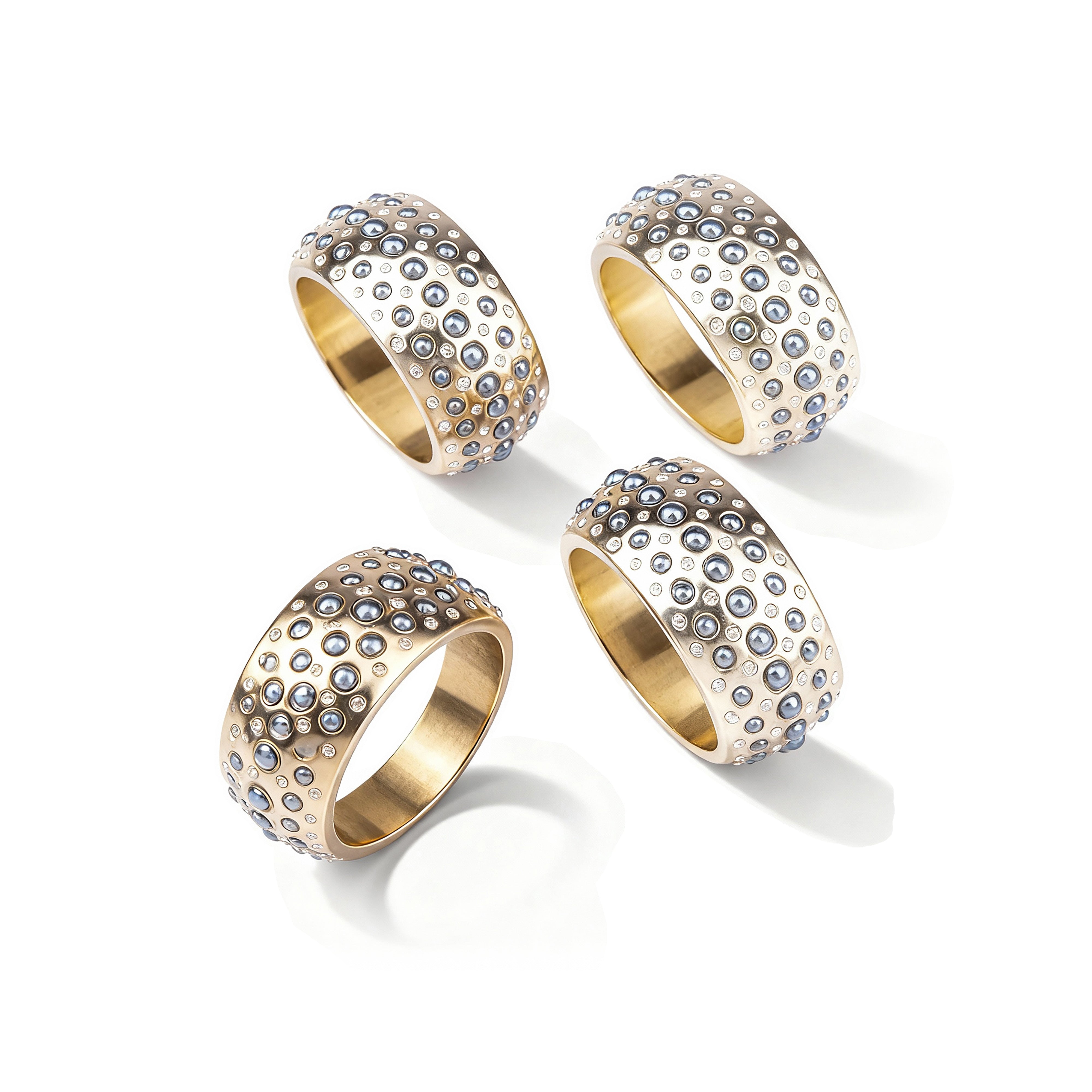 L'Objet. Set of 4 Napkin Rings with Swarovski