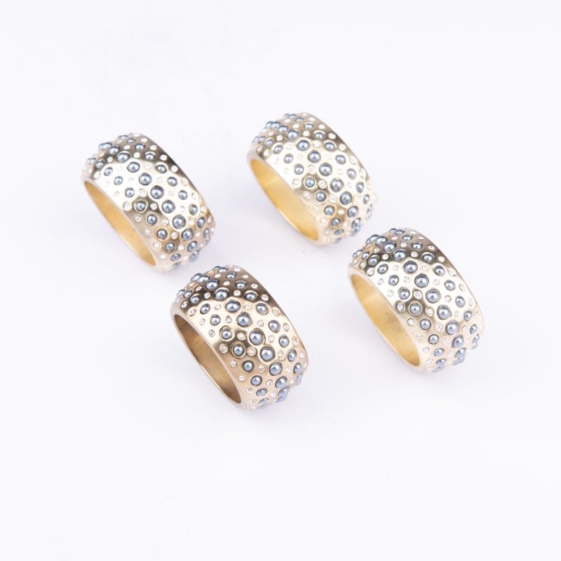 L'Objet. Set of 4 Napkin Rings with Swarovski