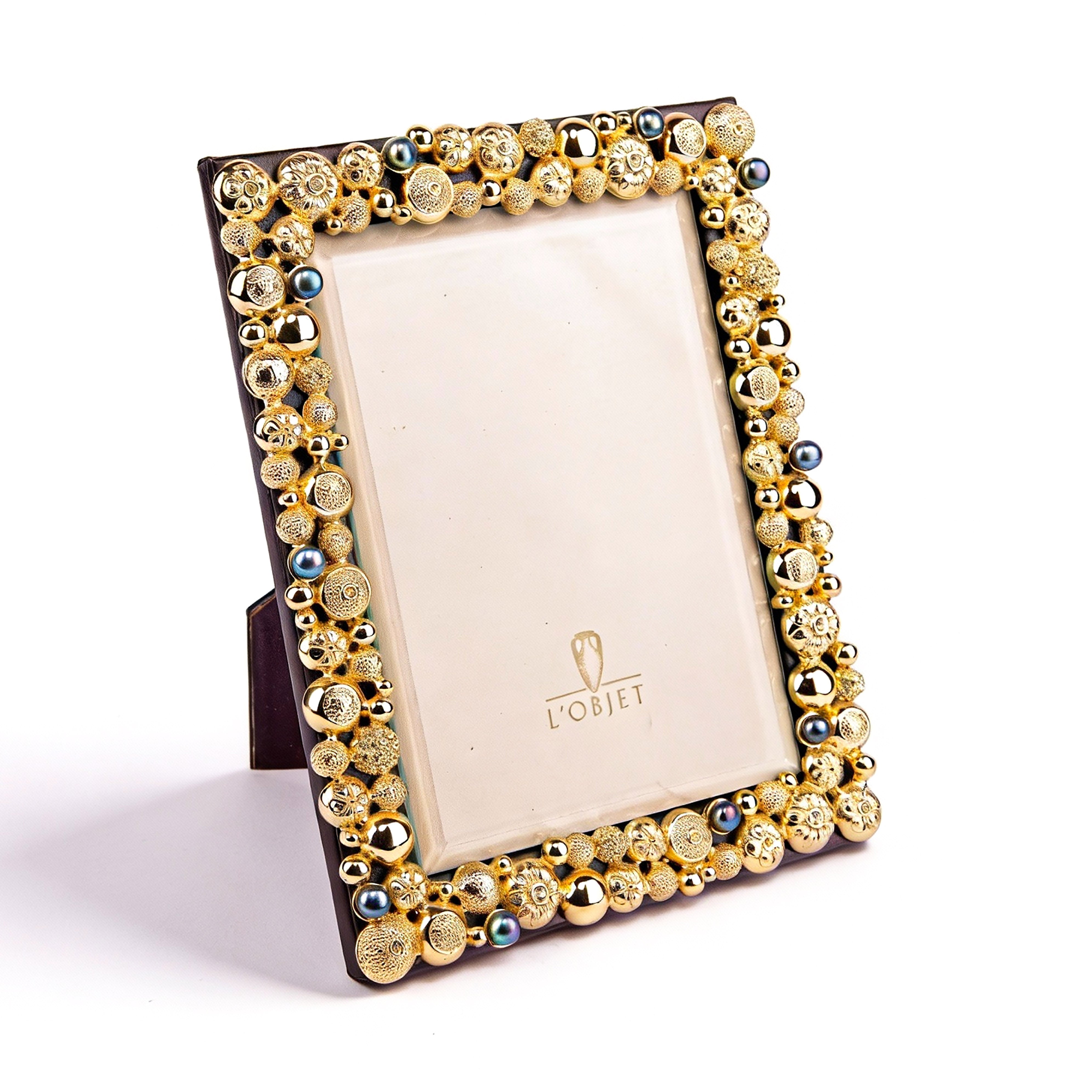 L'Objet. Leather Photo Frame Studded with Swarovski
