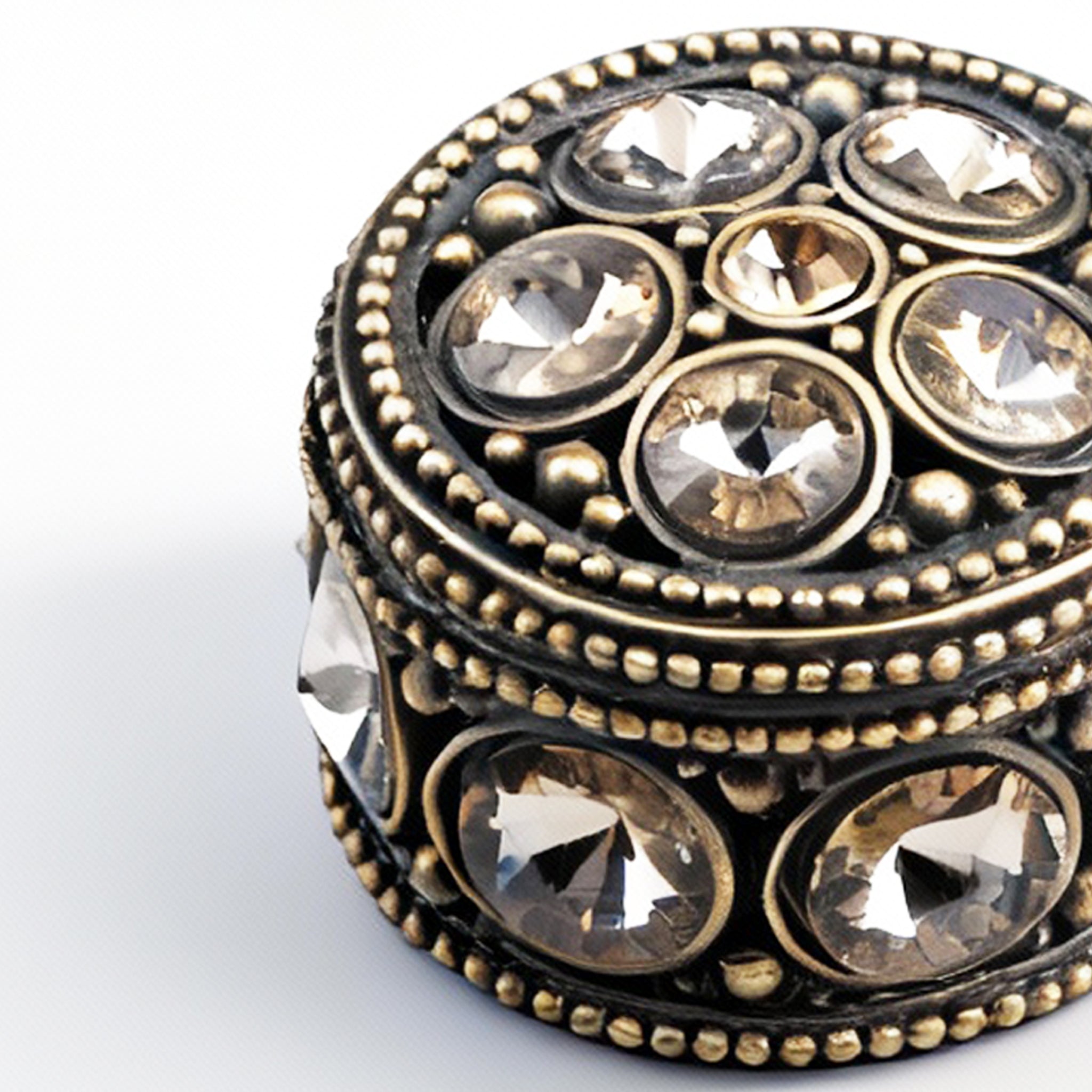 Welforth. Bronze Round Souvenir Box with Stones.