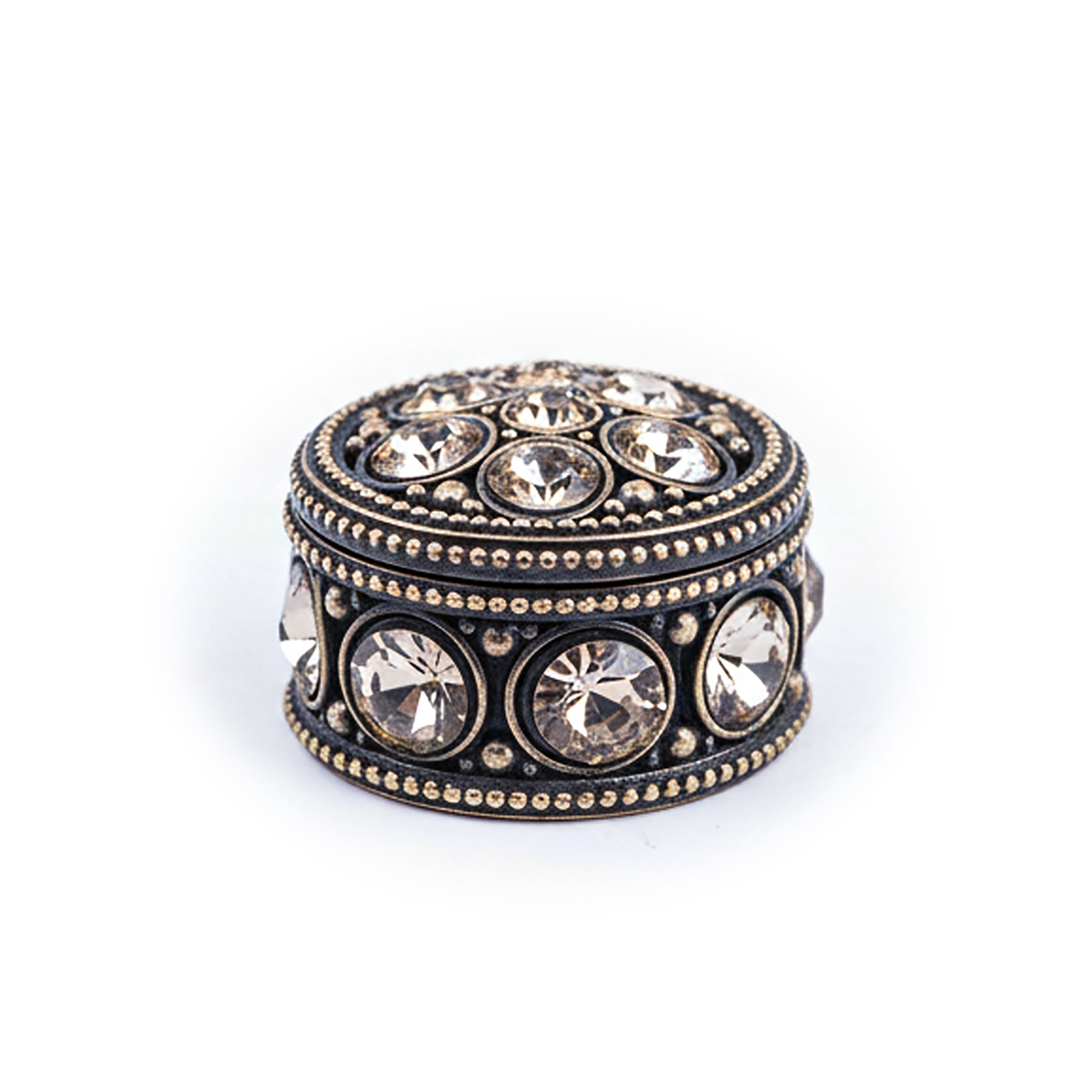 Welforth. Bronze Round Souvenir Box with Stones.