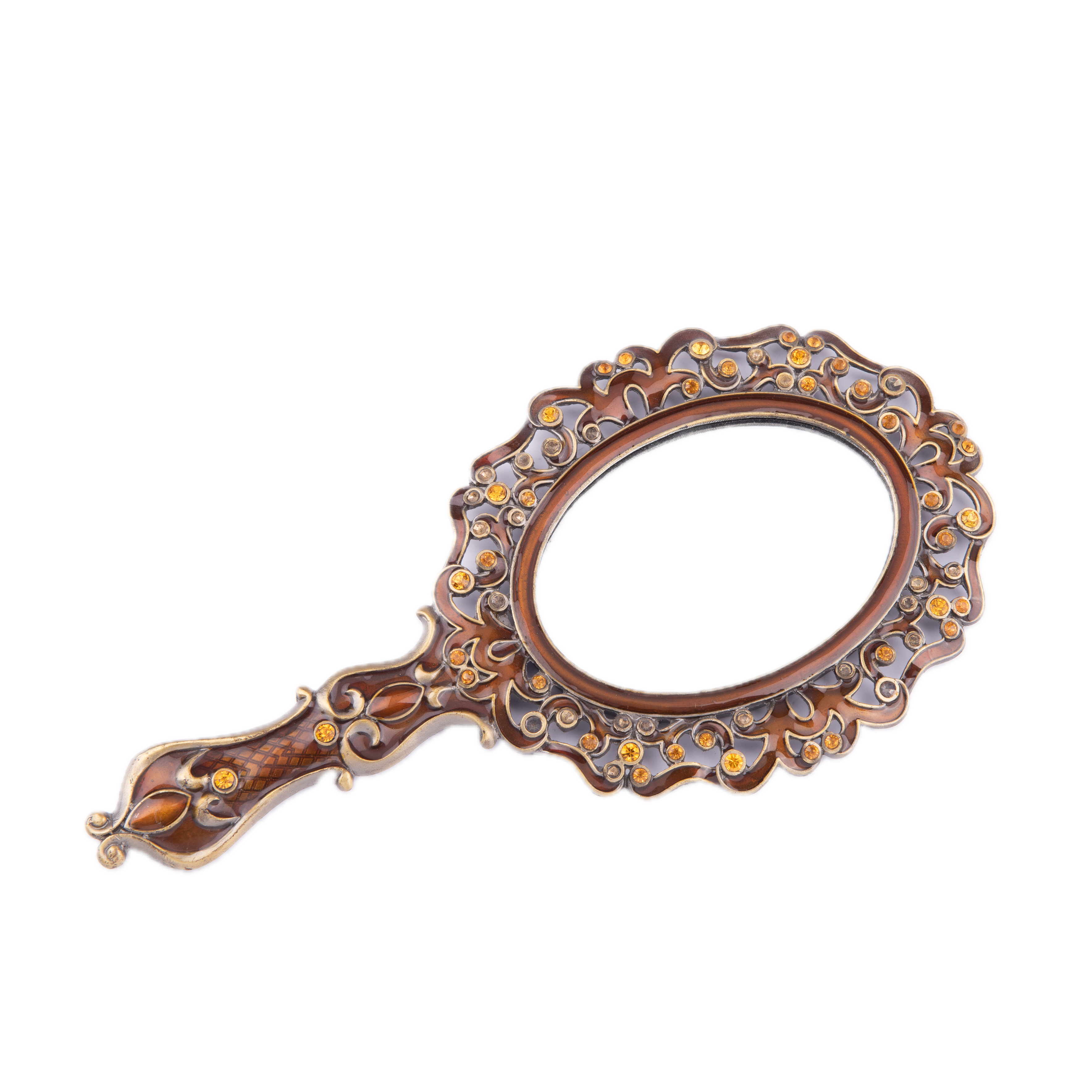 Welforth. Brown Hand Mirror Studded with Stones