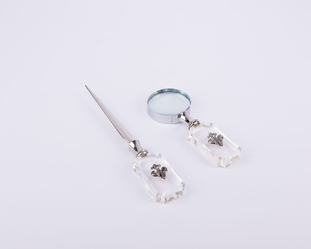 Welforth. A set of "Fleur De Lis" Collection of Letter Opener & Magnifying Glass