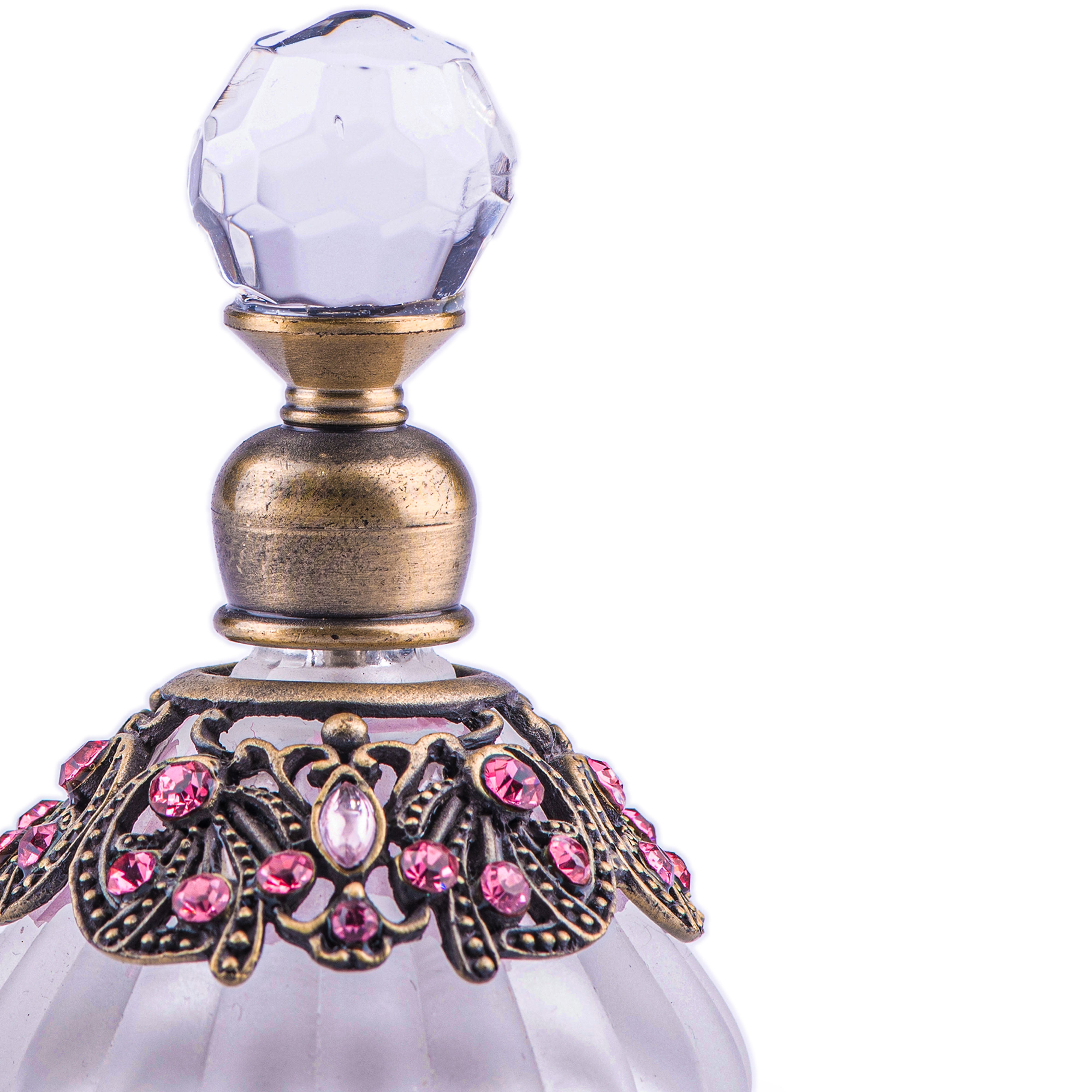 Welforth. Transparent Perfume Bottle Studded with Pink Rhinestones. 17 ML
